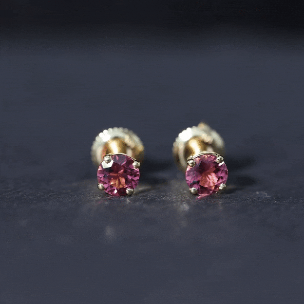 October Birthstone 1/2 CT Round Shape Pink Tourmaline Stud Earrings Pink Tourmaline - ( AAA ) - Quality - Rosec Jewels