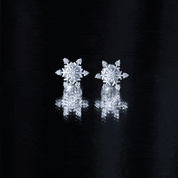 Diamond Snowflake Christmas Earrings Natural - ( HI-SI ) - Rosec Jewels