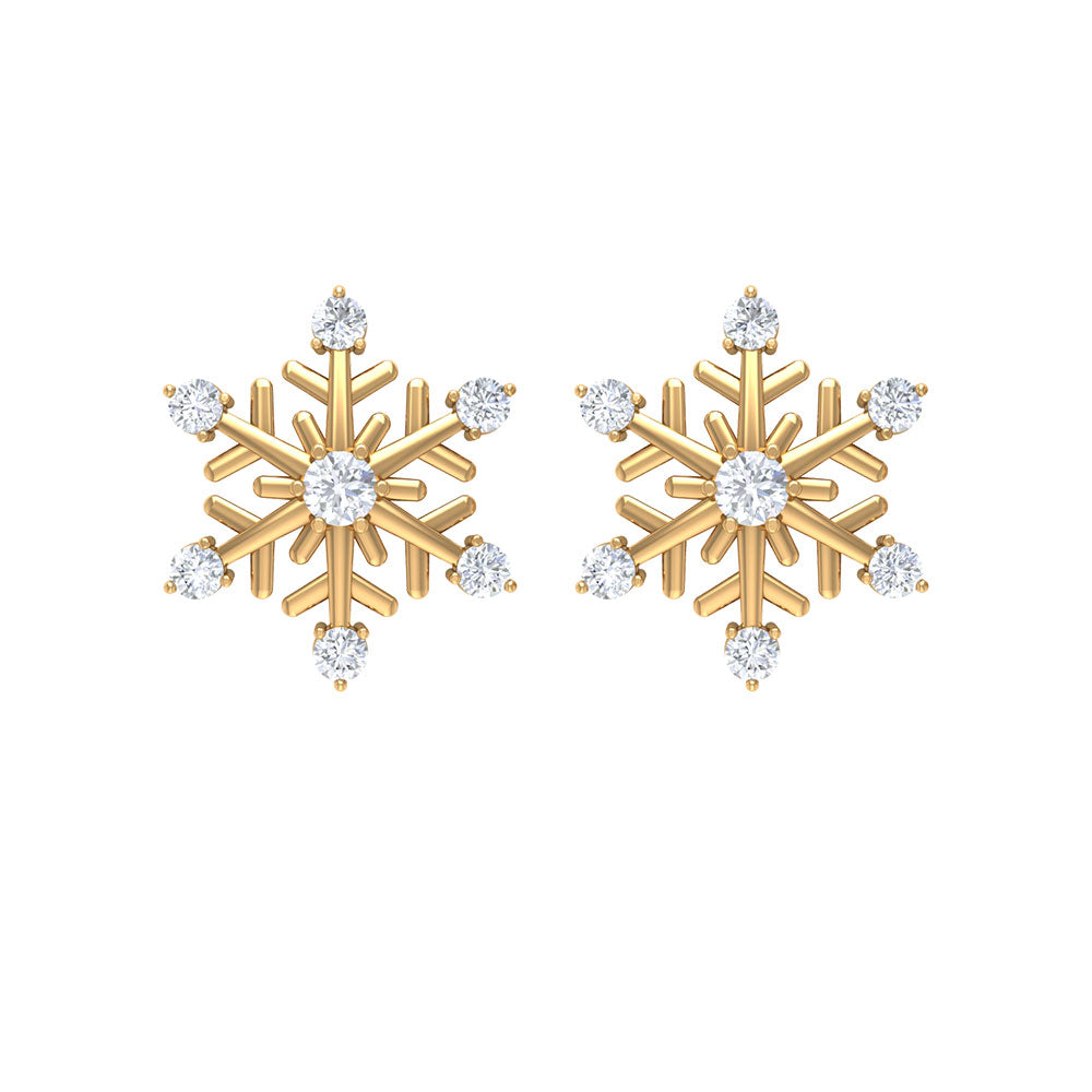 Rosec Jewels-Round Diamond Snowflake Stud Earrings