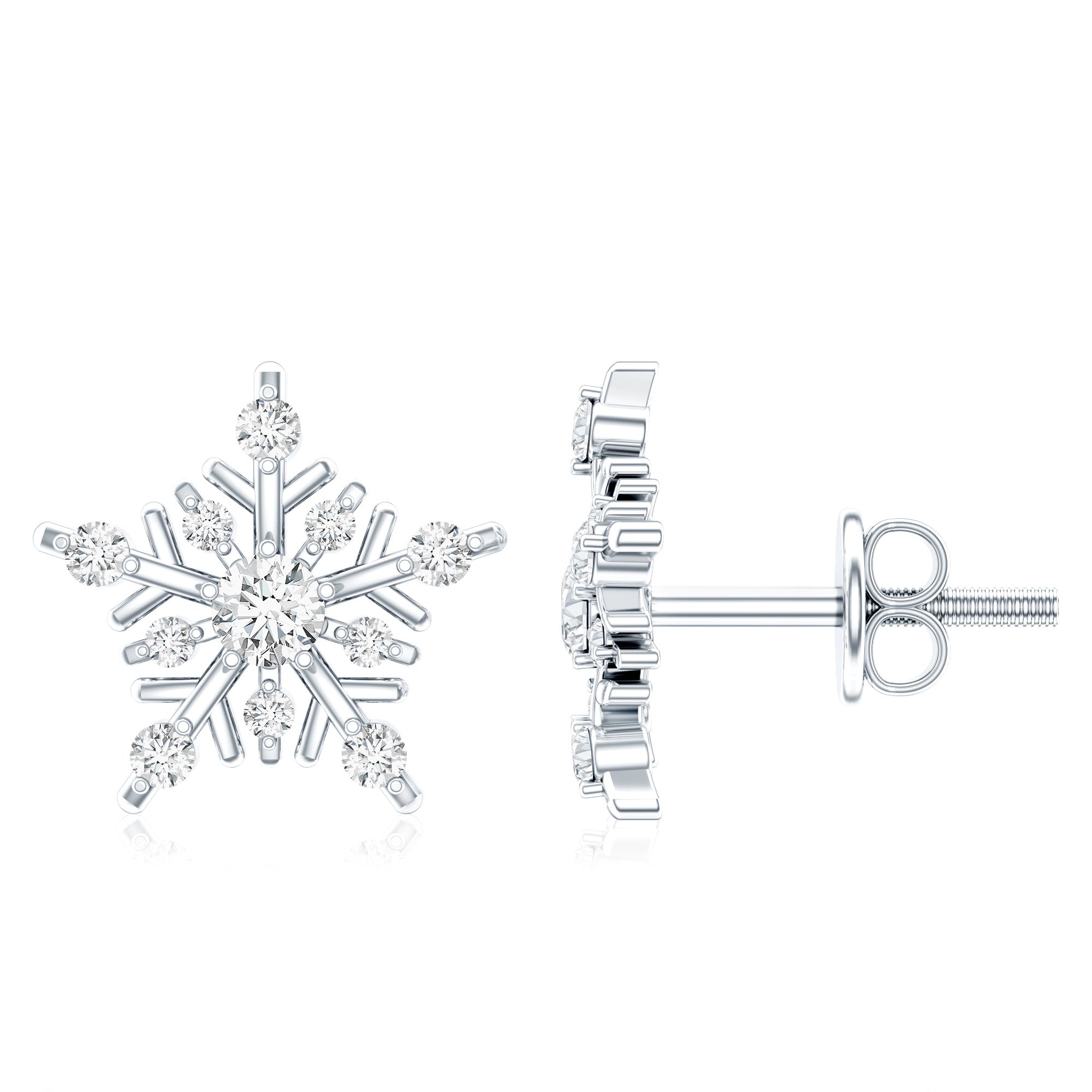 Certified Moissanite Snowflake Stud Earrings for Women D-VS1 - Rosec Jewels