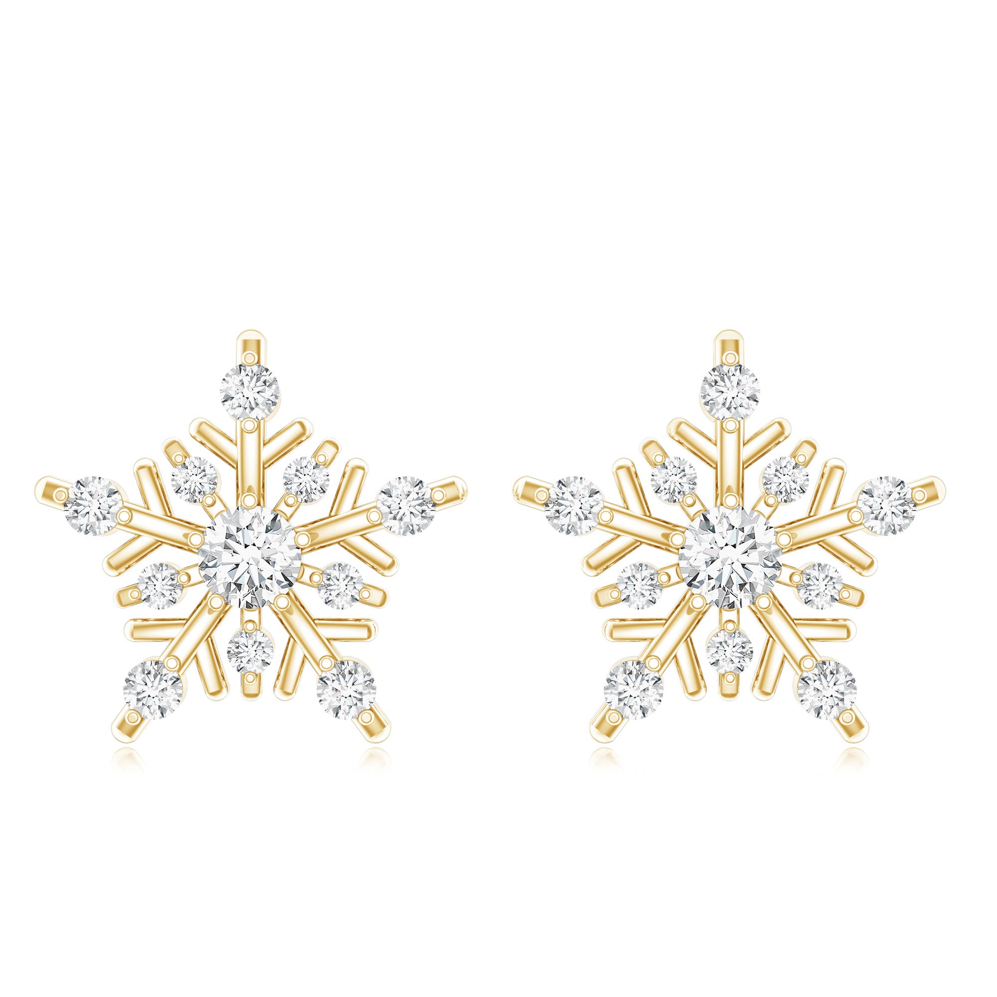 Certified Moissanite Snowflake Stud Earrings for Women D-VS1 - Rosec Jewels