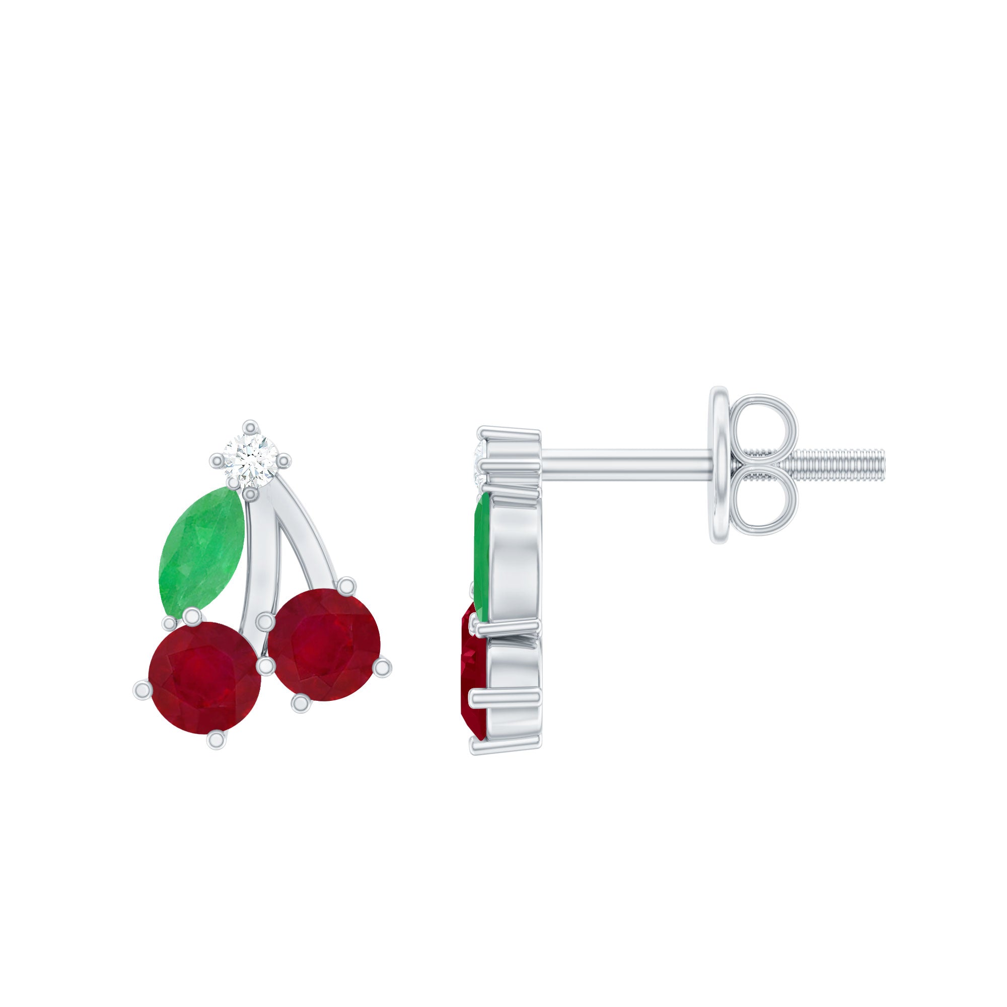 Natural Ruby and Emerald Cherry Earrings with Certificate AAA - Rosec Jewels