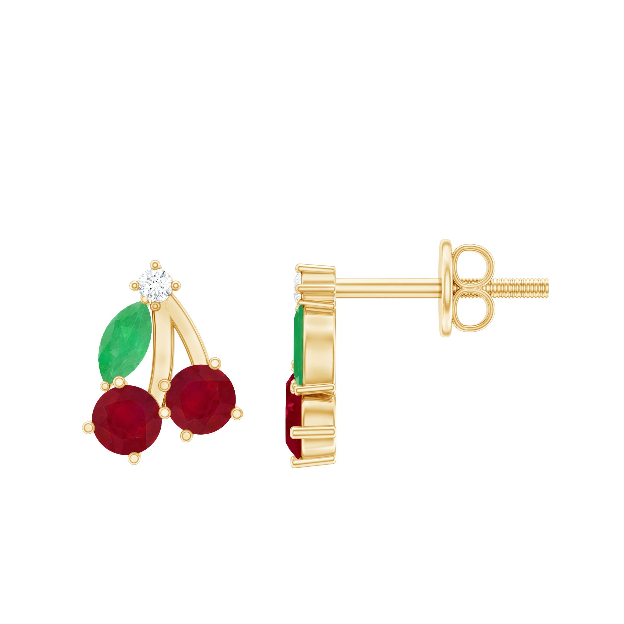Natural Ruby and Emerald Cherry Earrings with Certificate AAA - Rosec Jewels