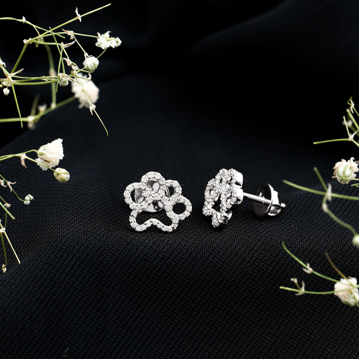 Moissanite Paw Print Earrings With Certificate D-VS1 - Rosec Jewels