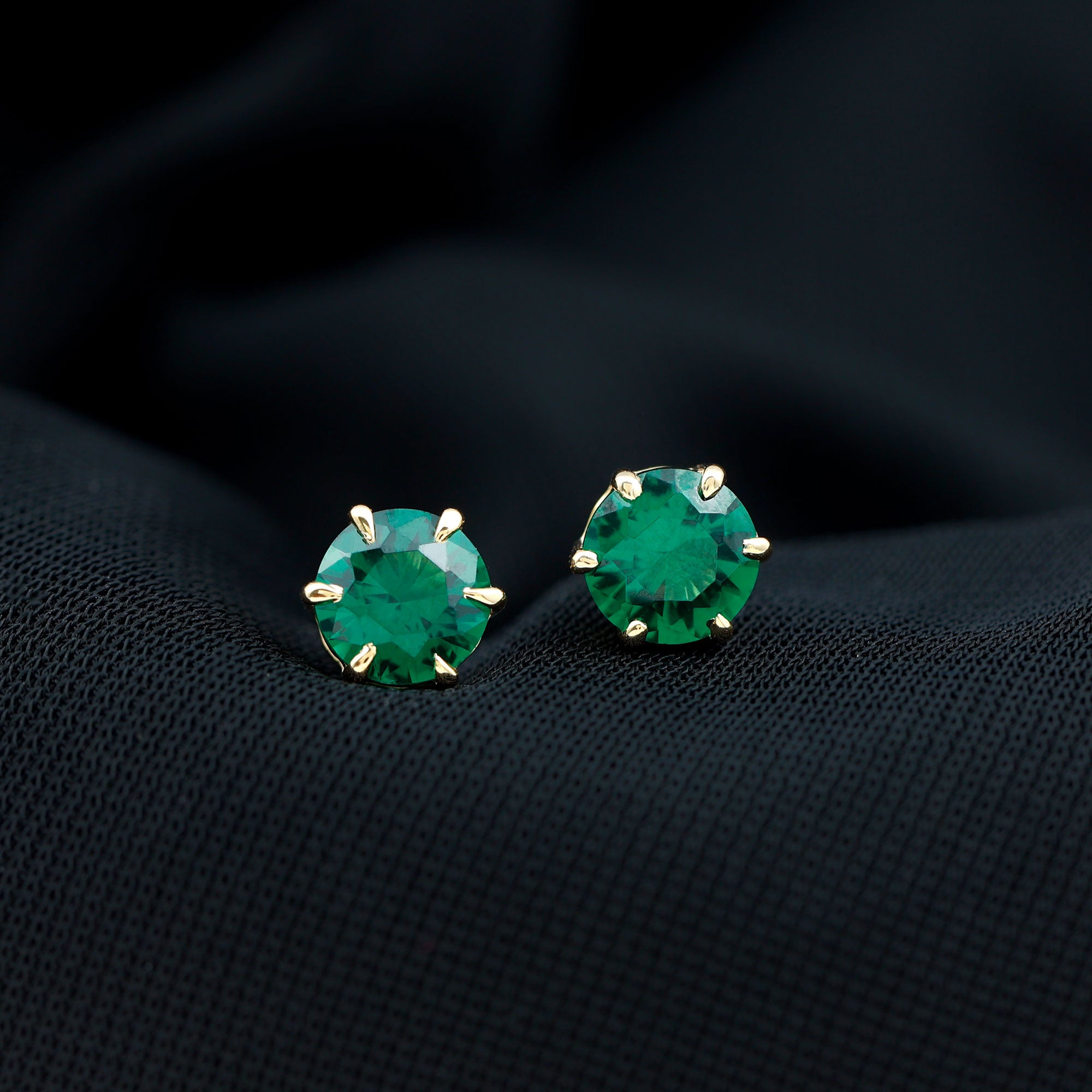 Certified Lab Created Emerald Solitaire Stud Earrings For Her AAAA - Rosec Jewels