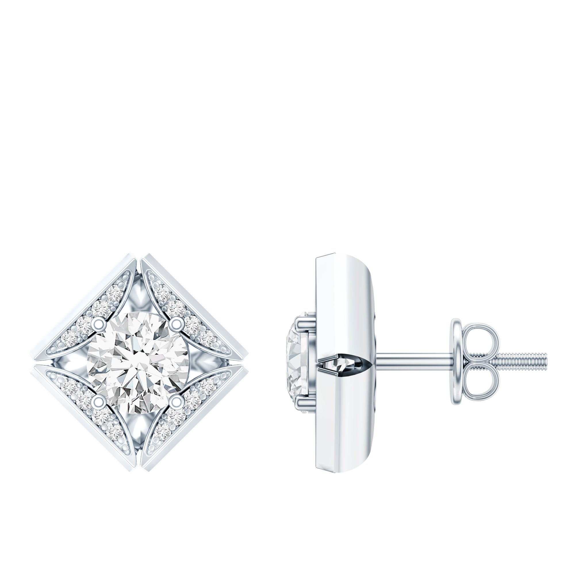 Classic Lab Grown Diamond Stud Earrings With Screw Back