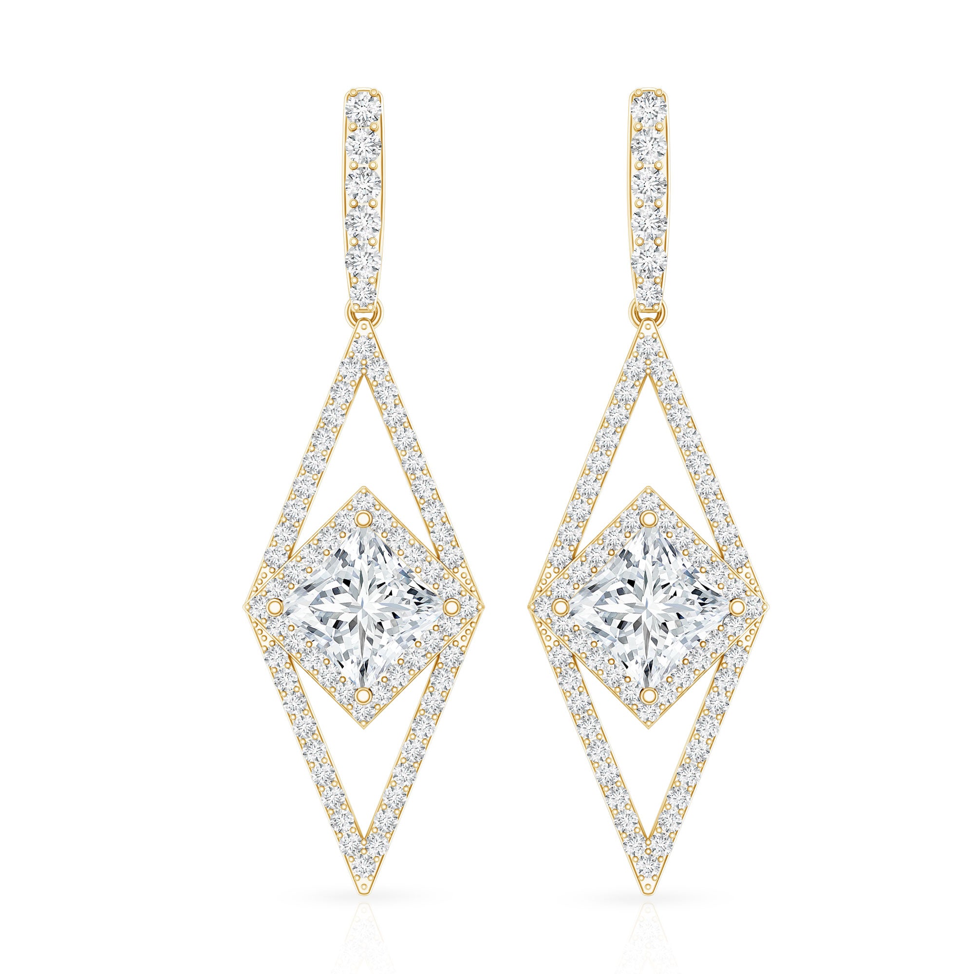 Certified Lab Grown Wedding Dangle Earrings Lab - ( EF-VS ) - Rosec Jewels