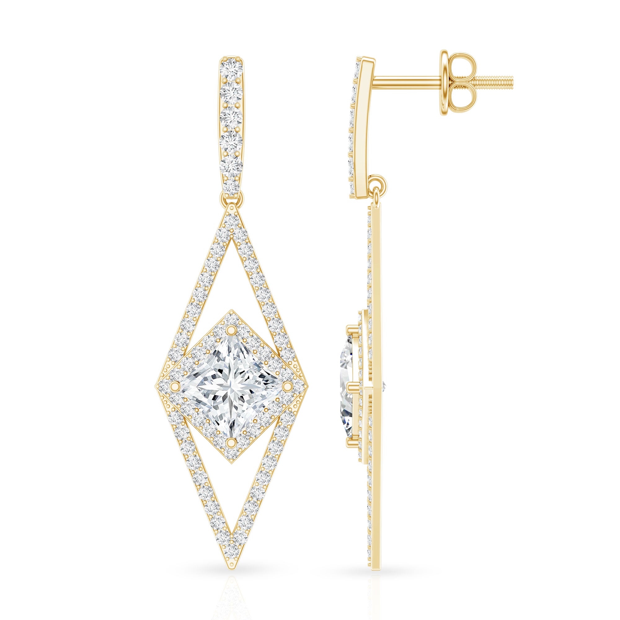 Certified Lab Grown Wedding Dangle Earrings Lab - ( EF-VS ) - Rosec Jewels
