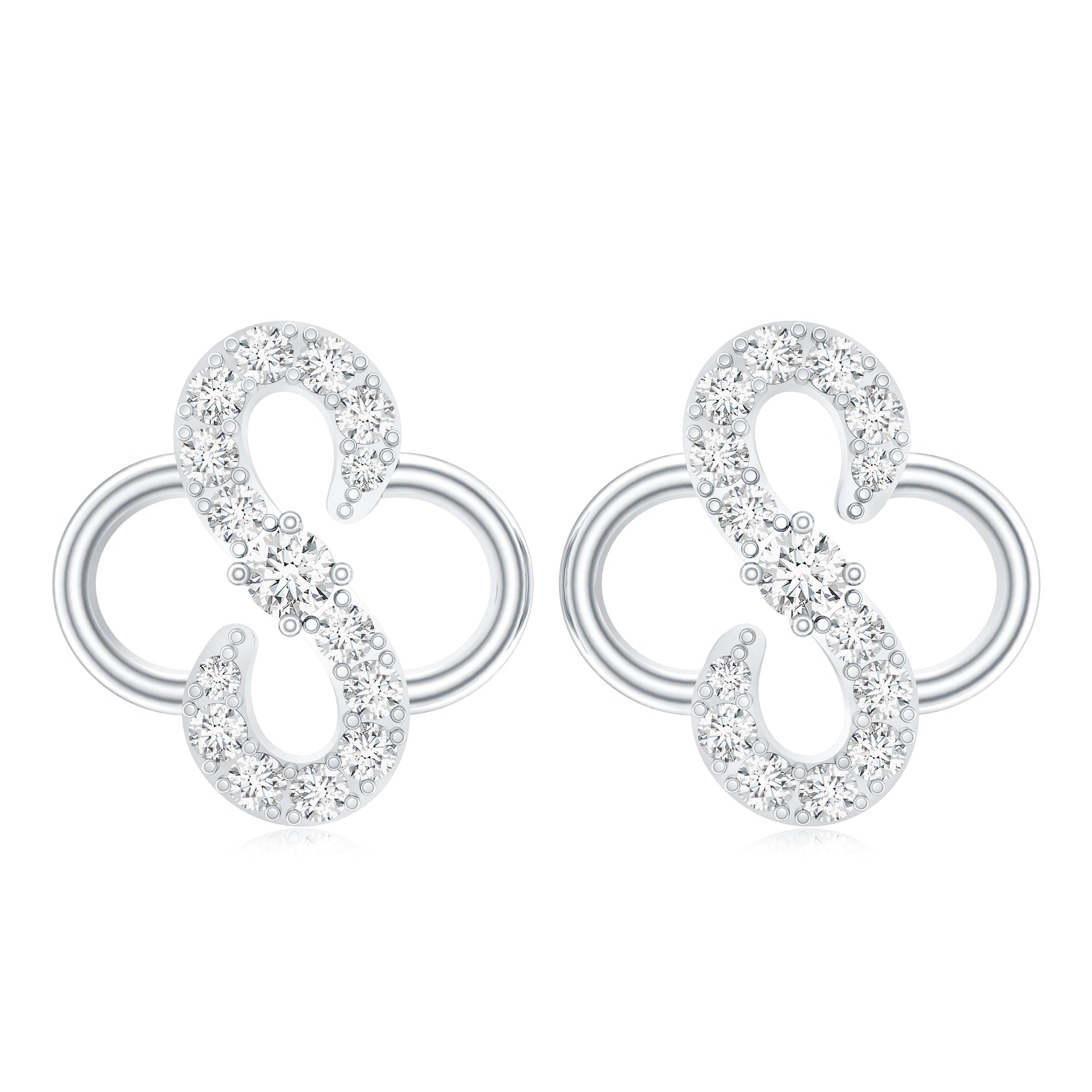 Lab Grown Diamond Floral Stud Earrings with Screw Back Lab - ( EF-VS ) - Rosec Jewels