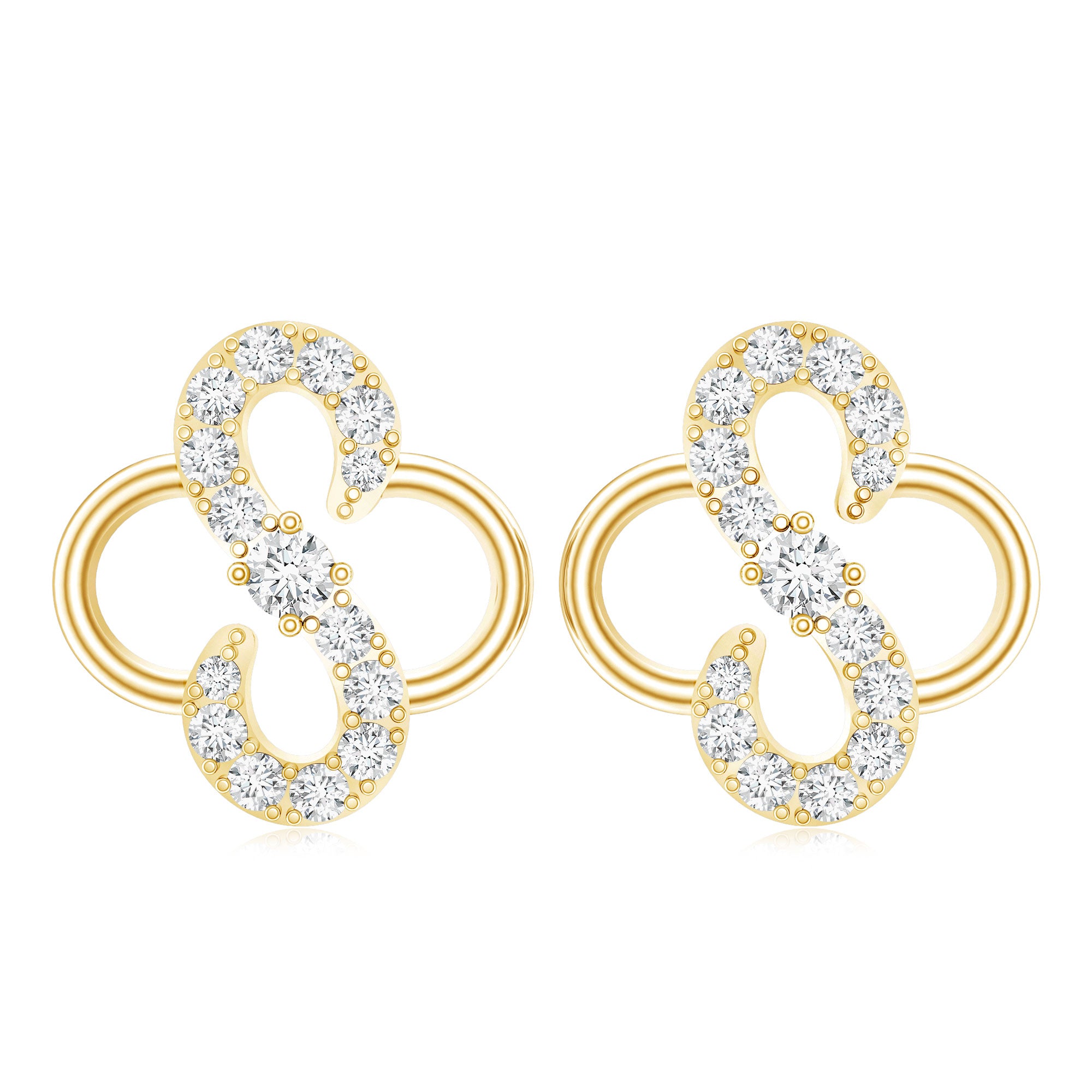 Lab Grown Diamond Floral Stud Earrings with Screw Back Lab - ( EF-VS ) - Rosec Jewels