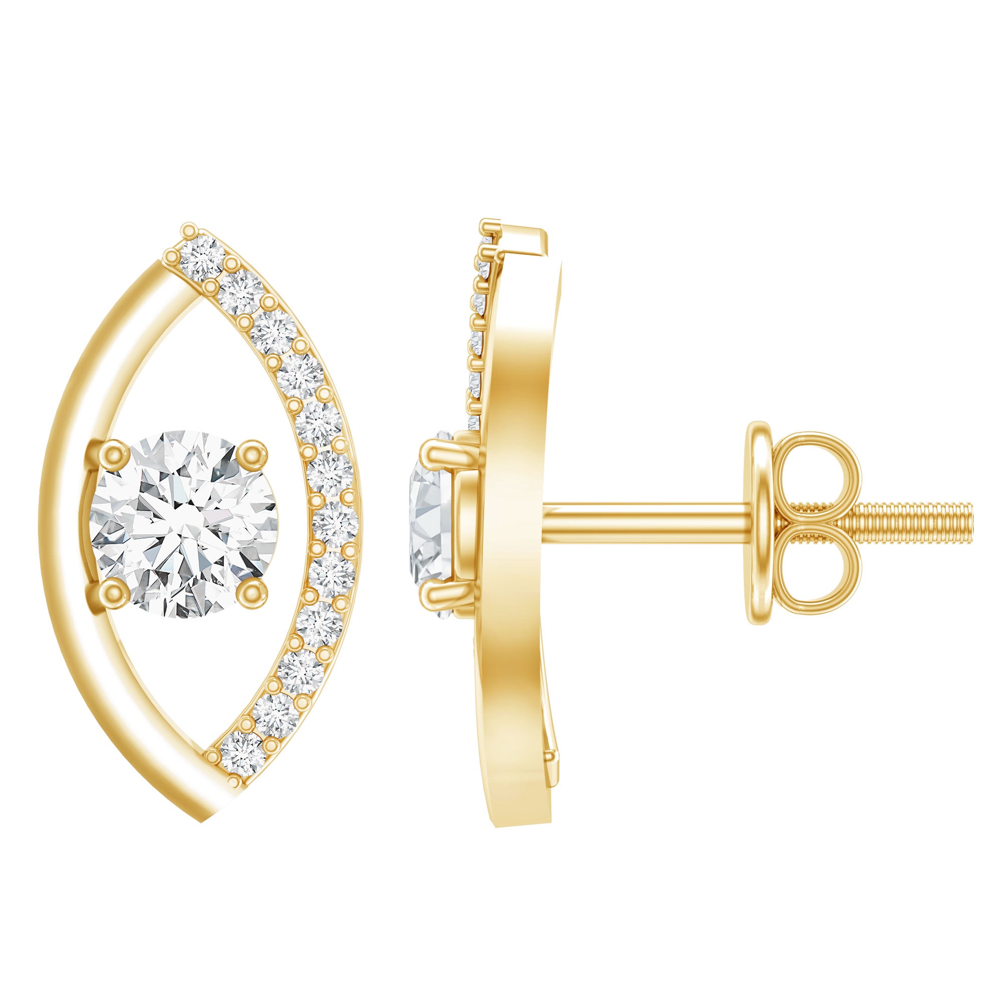 Certified Lab Grown Diamond Minimalist Stud Earrings Lab - ( EF-VS ) - Rosec Jewels