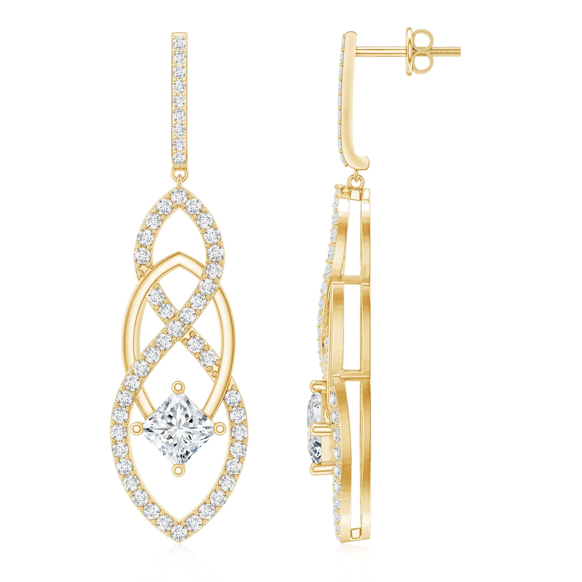 Certified Lab Grown Bridal Dangle Earrings Lab - ( EF-VS ) - Rosec Jewels