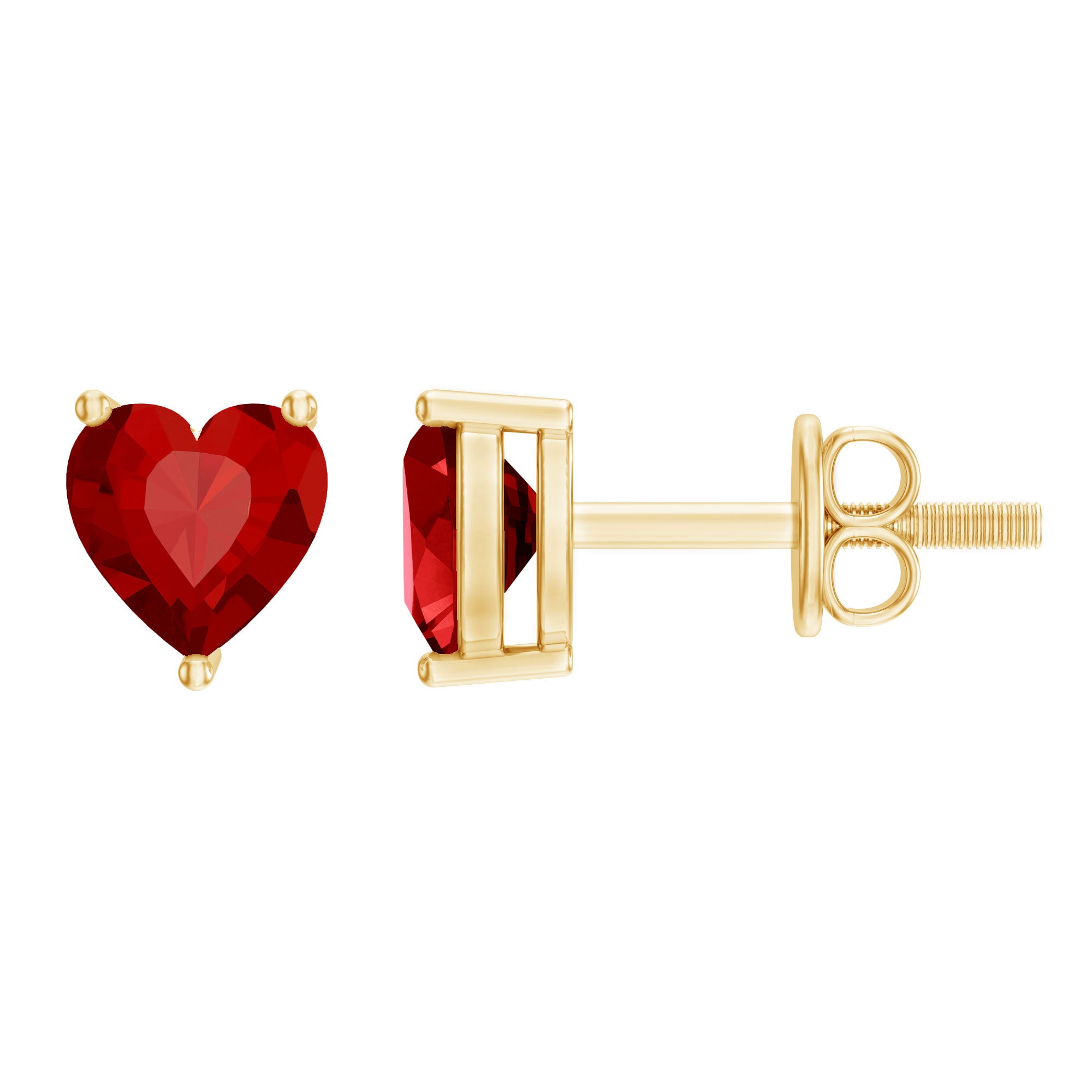 Heart Shape Lab Grown Ruby Valentines Day Earrings AAAA - Rosec Jewels