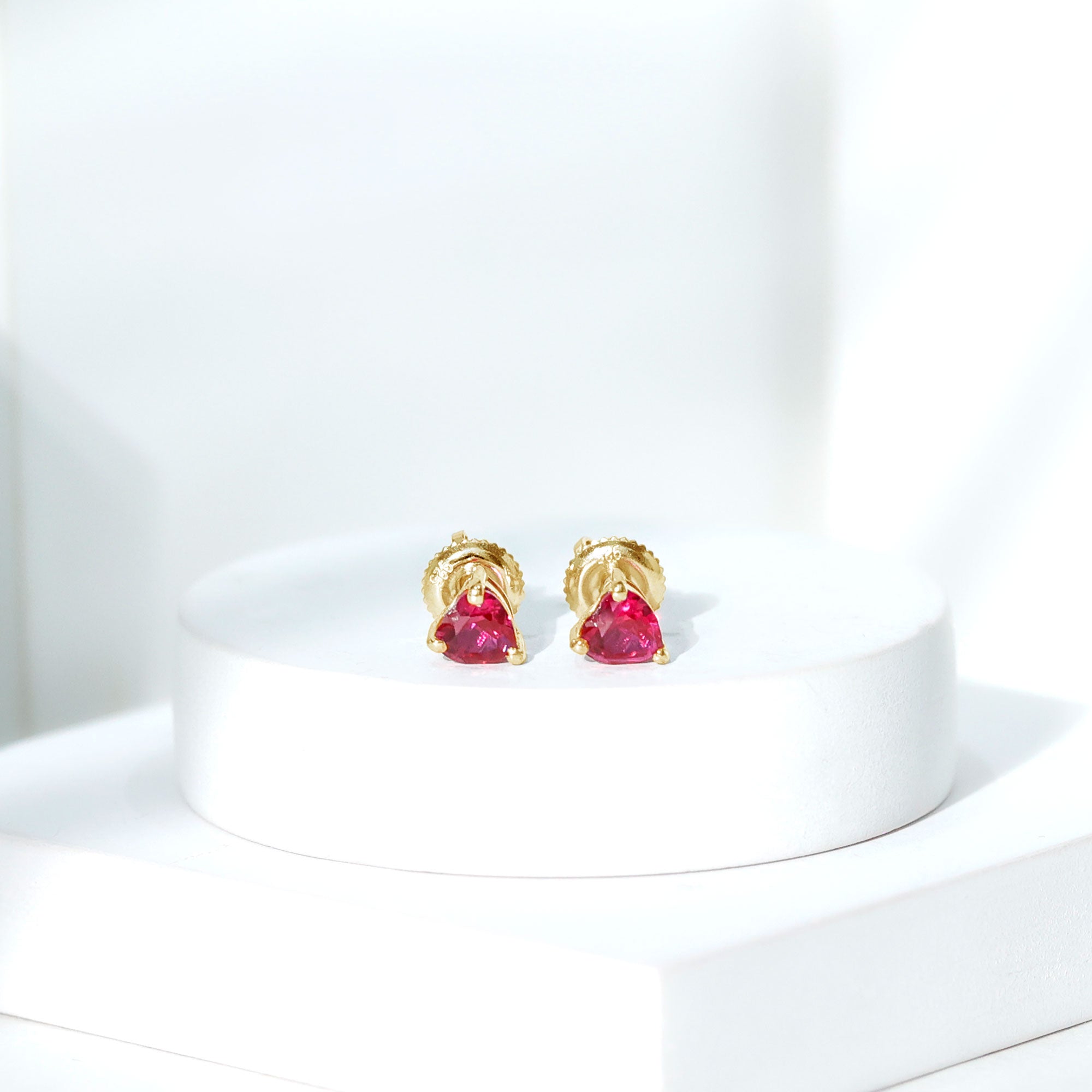 Heart Shape Lab Grown Ruby Valentines Day Earrings AAAA - Rosec Jewels