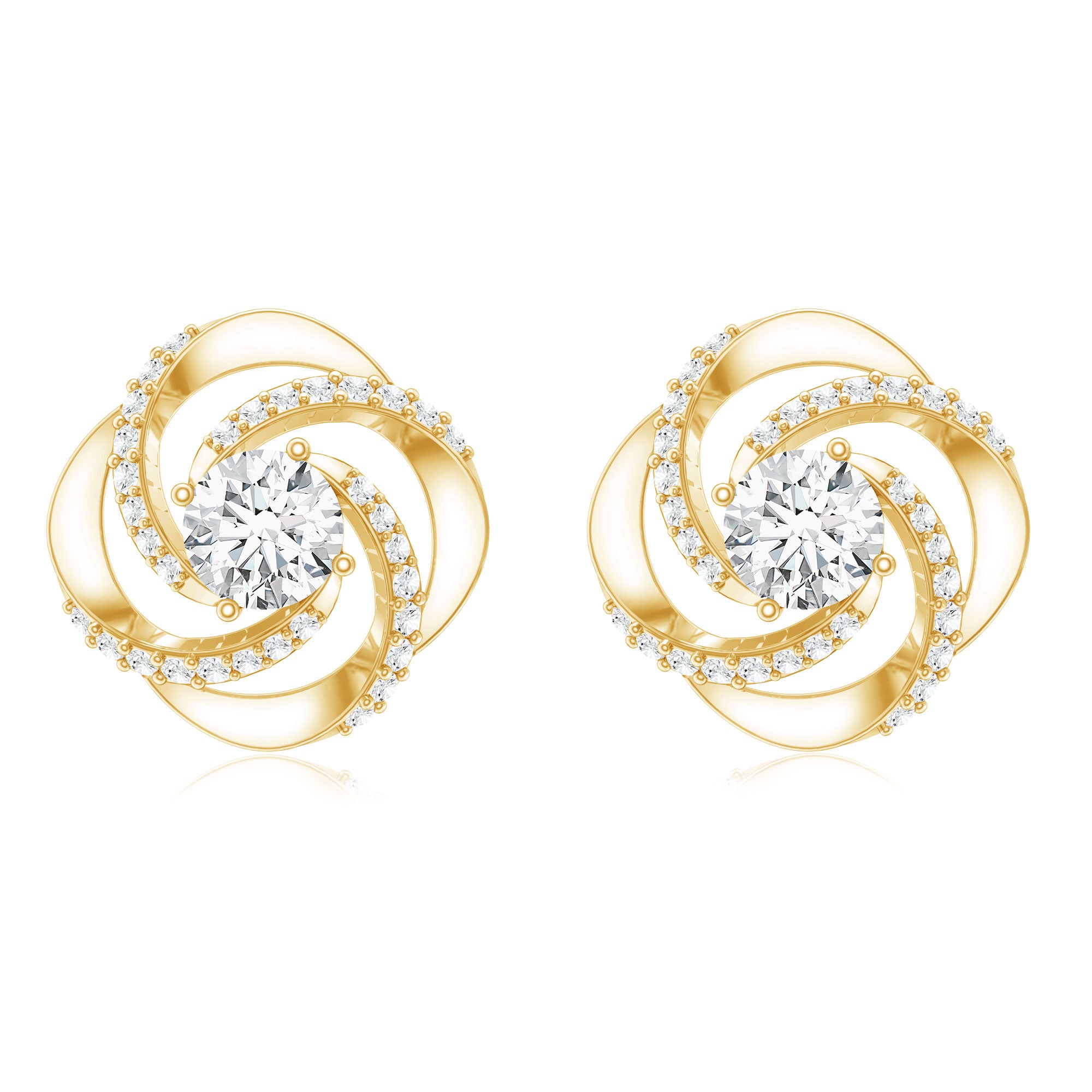 Certified Lab 5 MM Round Diamond Swirl Stud Earrings Lab - ( EF-VS ) - Rosec Jewels