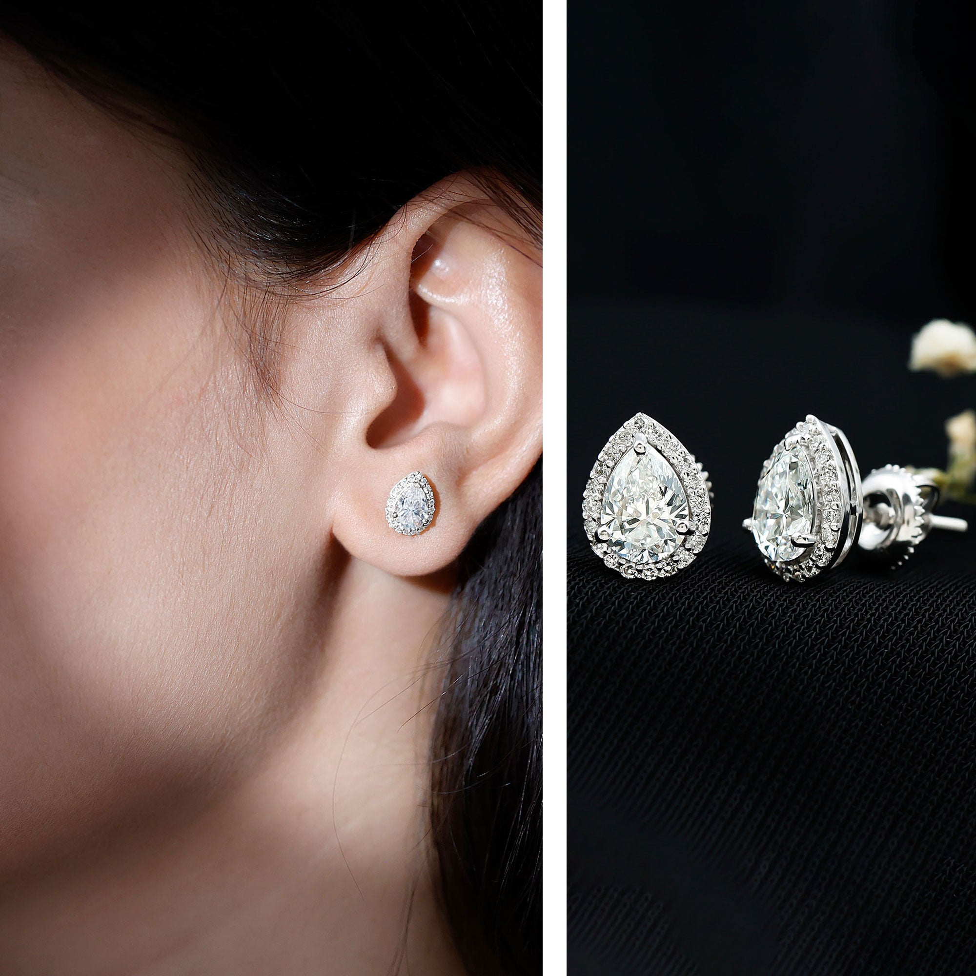 Certified 5X7 MM Lab Grown Diamond Teardrop Stud Earrings Lab - ( EF-VS ) - Rosec Jewels