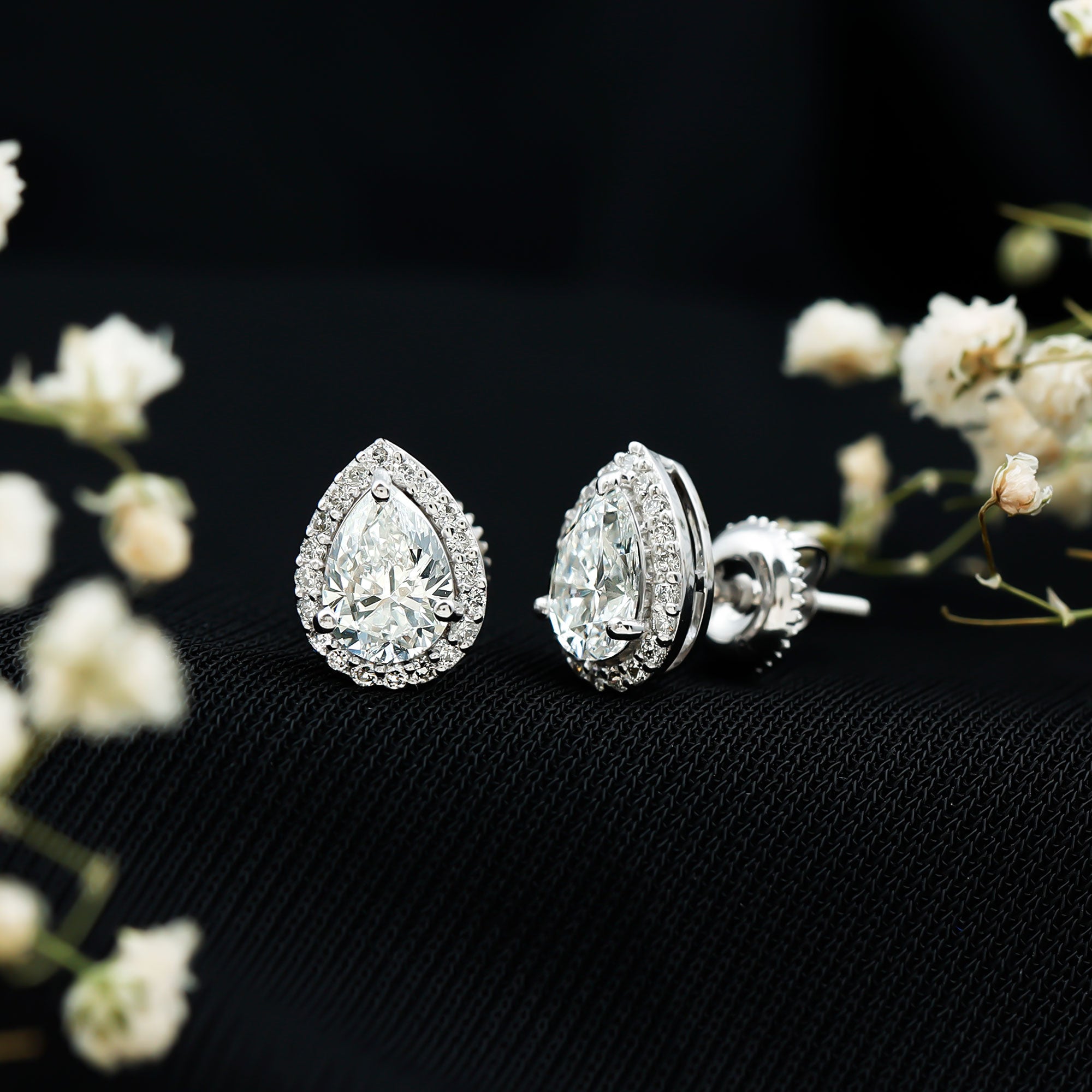 Certified 5X7 MM Lab Grown Diamond Teardrop Stud Earrings Lab - ( EF-VS ) - Rosec Jewels