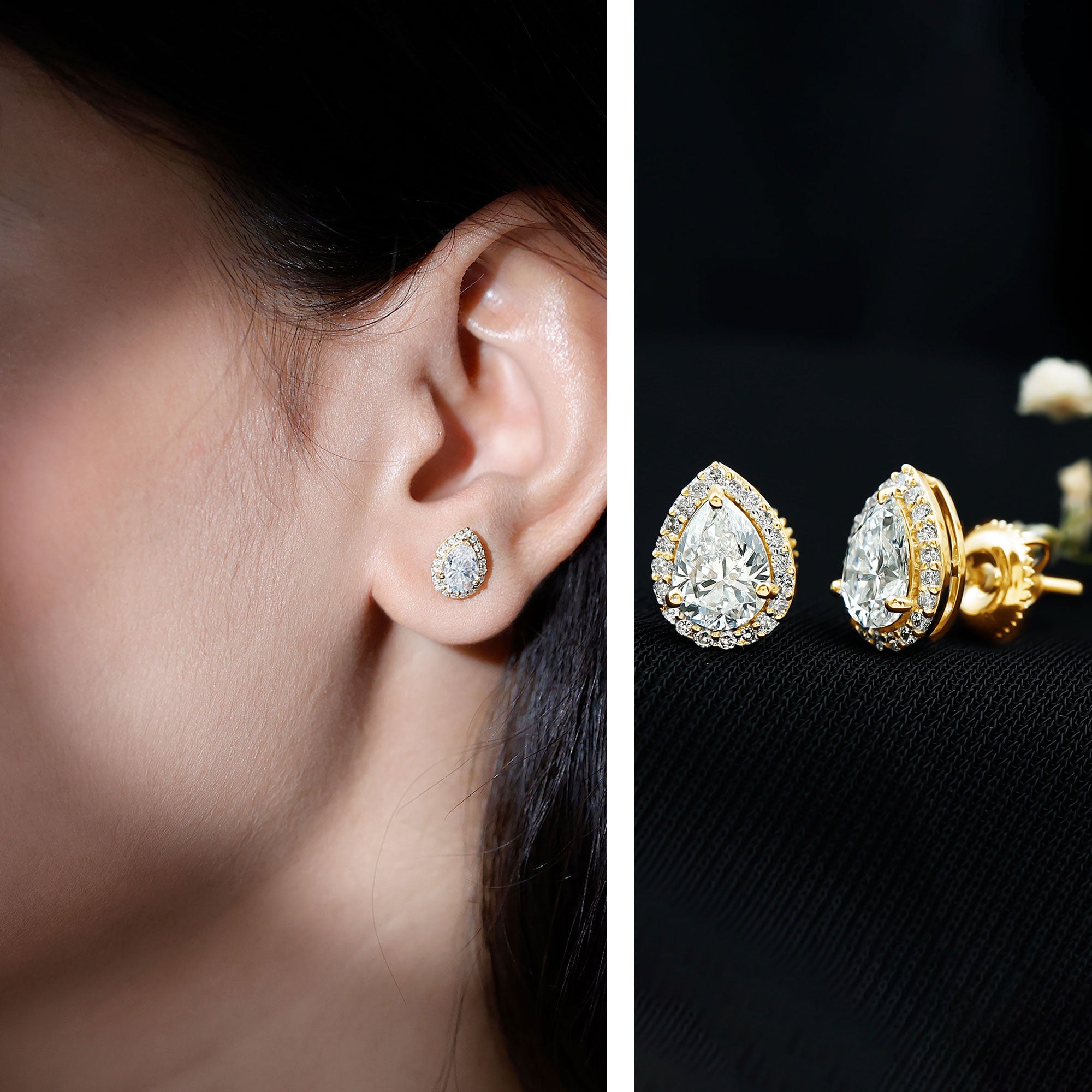 Certified 5X7 MM Lab Grown Diamond Teardrop Stud Earrings Lab - ( EF-VS ) - Rosec Jewels