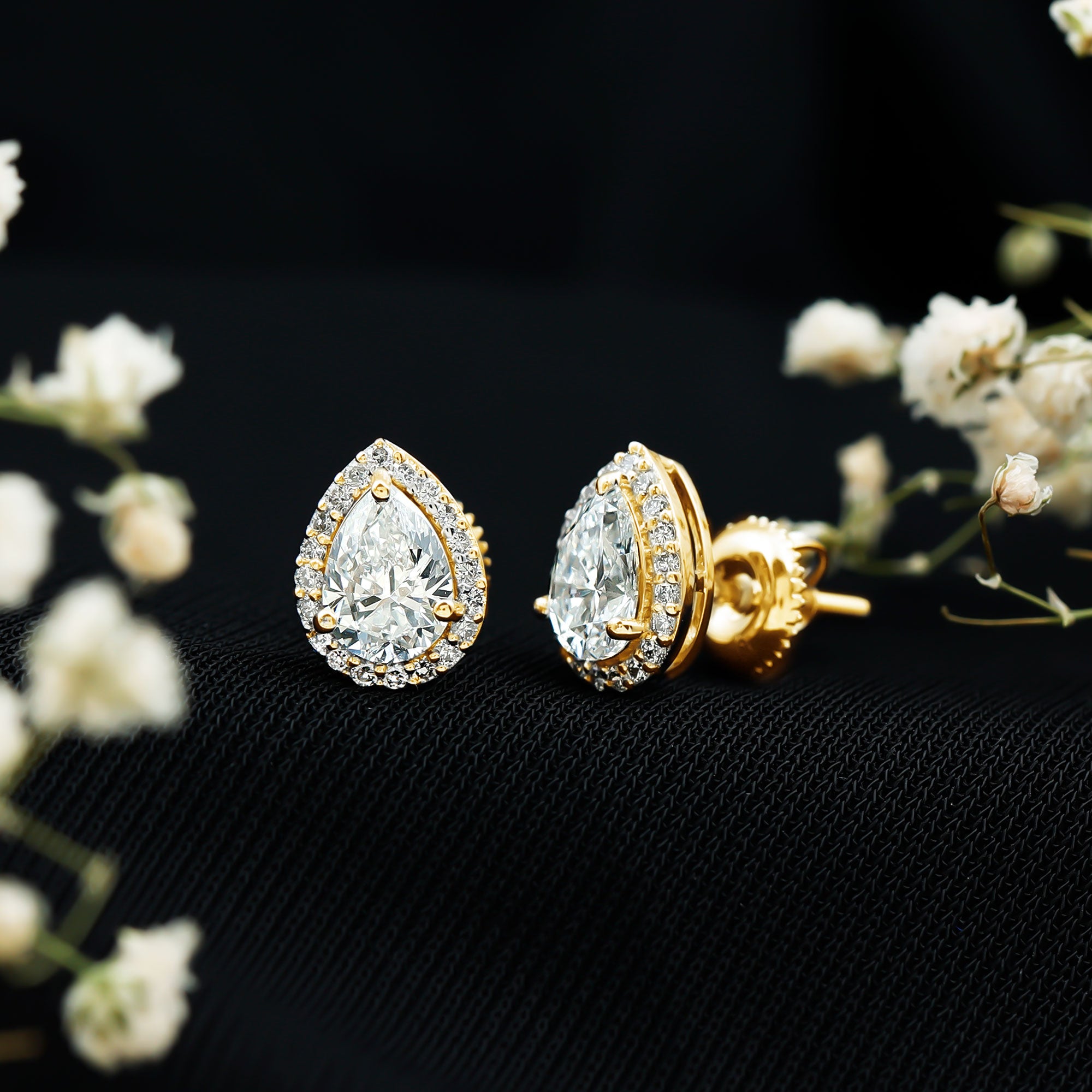 Certified 5X7 MM Lab Grown Diamond Teardrop Stud Earrings Lab - ( EF-VS ) - Rosec Jewels