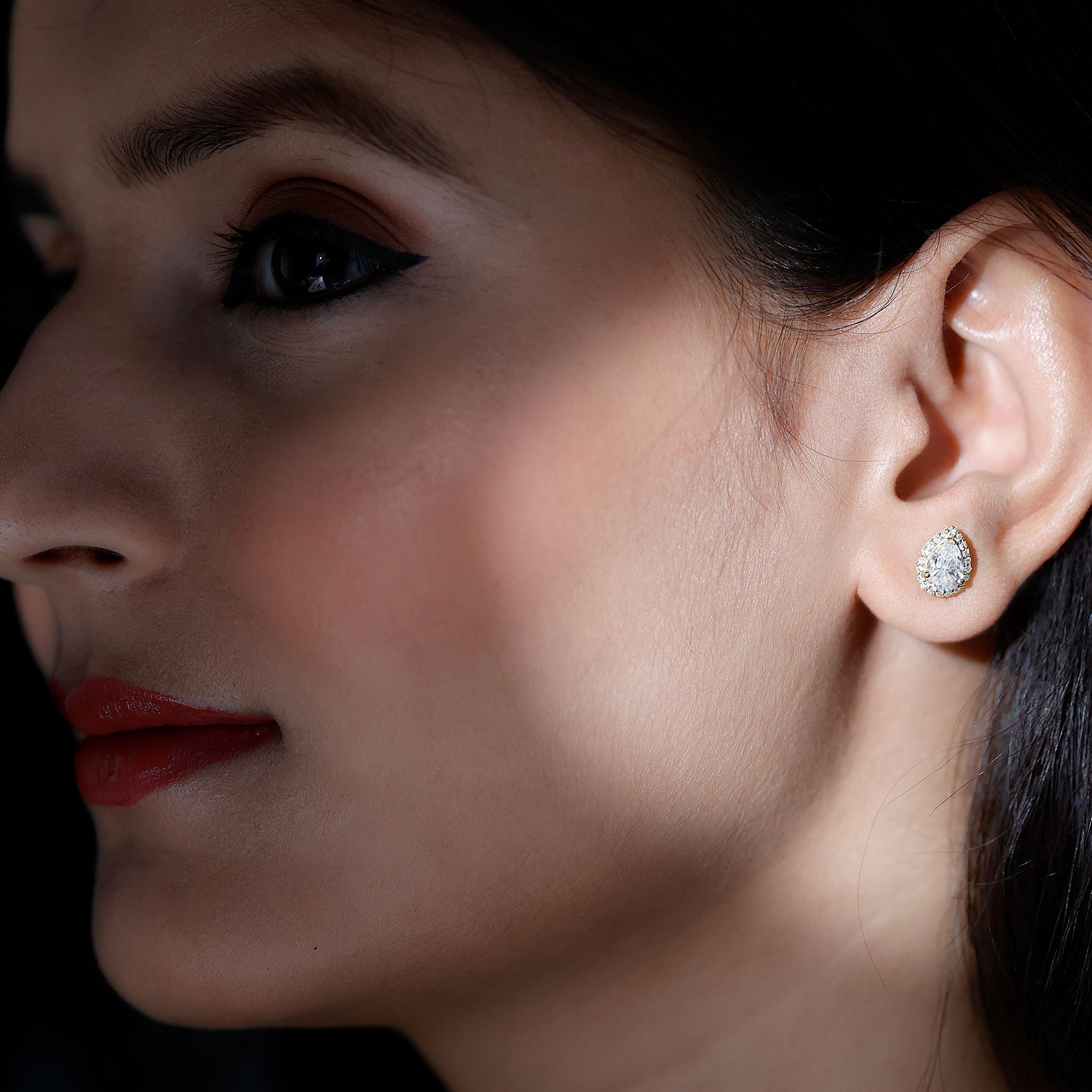 Certified 5X7 MM Lab Grown Diamond Teardrop Stud Earrings Lab - ( EF-VS ) - Rosec Jewels