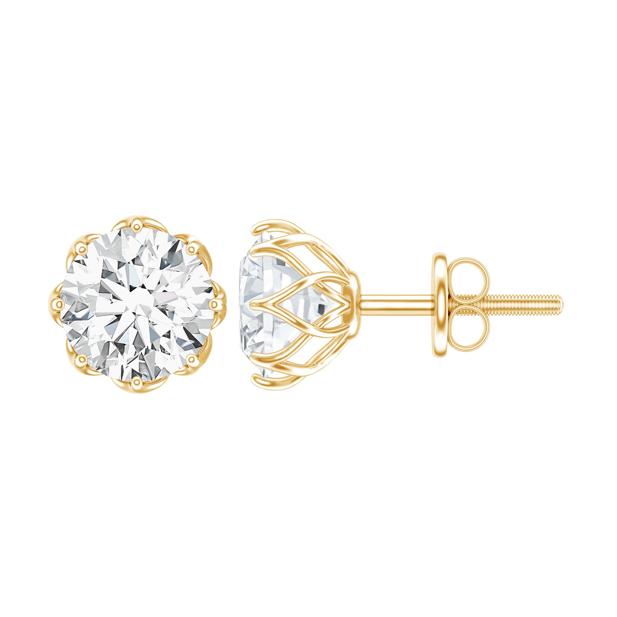 Certified 6 MM Lab Grown Diamond Solitaire Stud Earrings Lab - ( EF-VS ) - Rosec Jewels