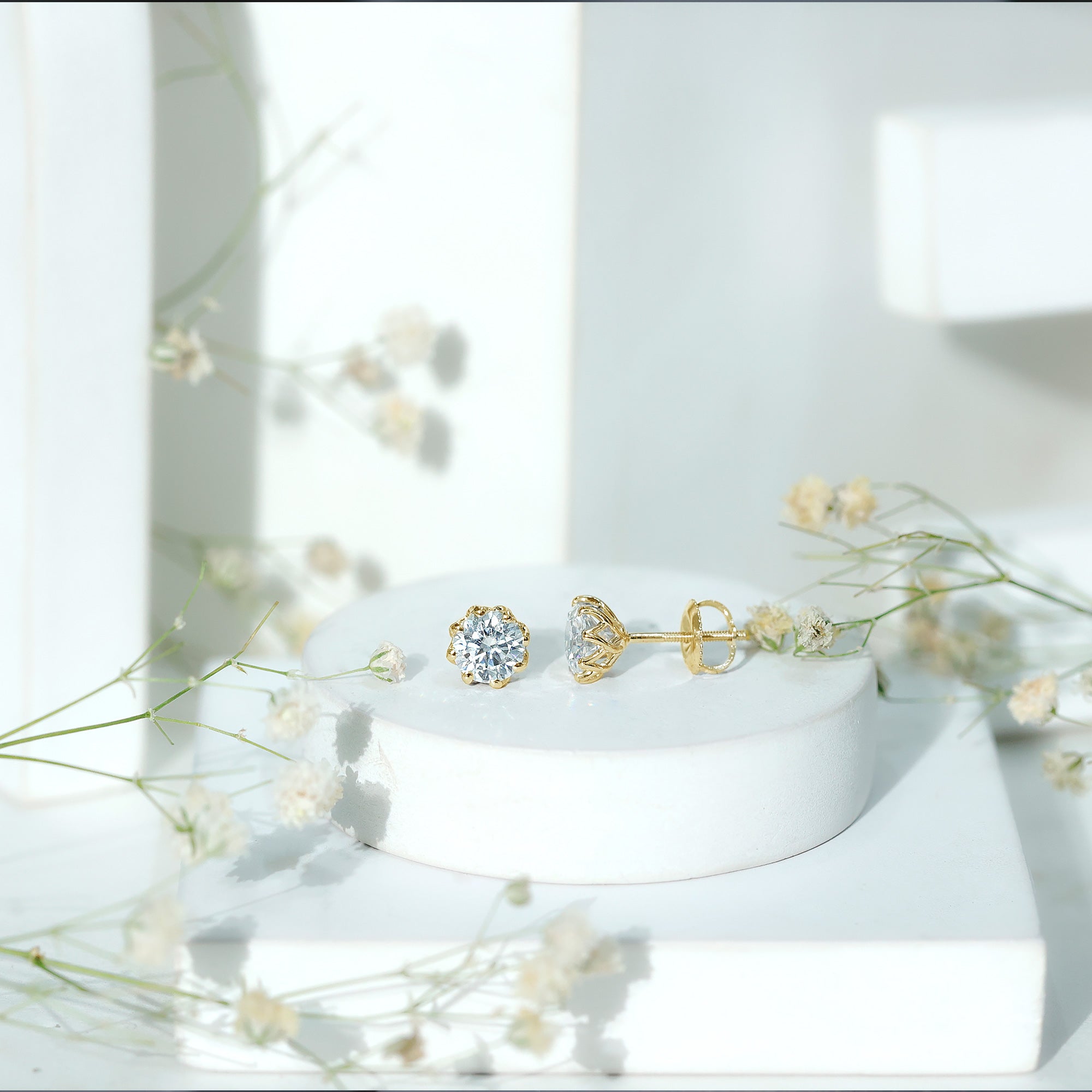 Certified 6 MM Lab Grown Diamond Solitaire Stud Earrings Lab - ( EF-VS ) - Rosec Jewels