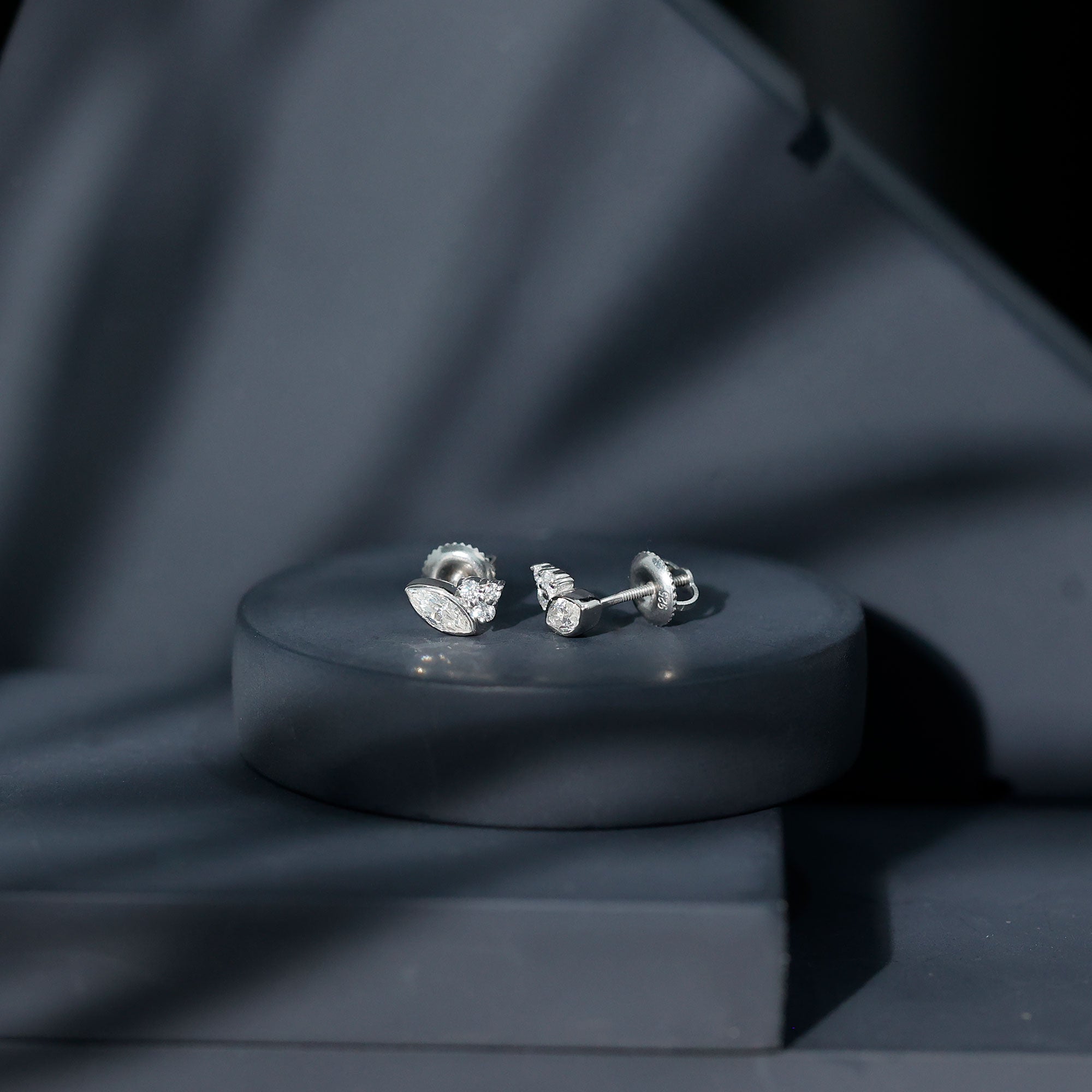 Bezel Set Lab Marquise Diamond Stud Earrings Lab - ( EF-VS ) - Rosec Jewels