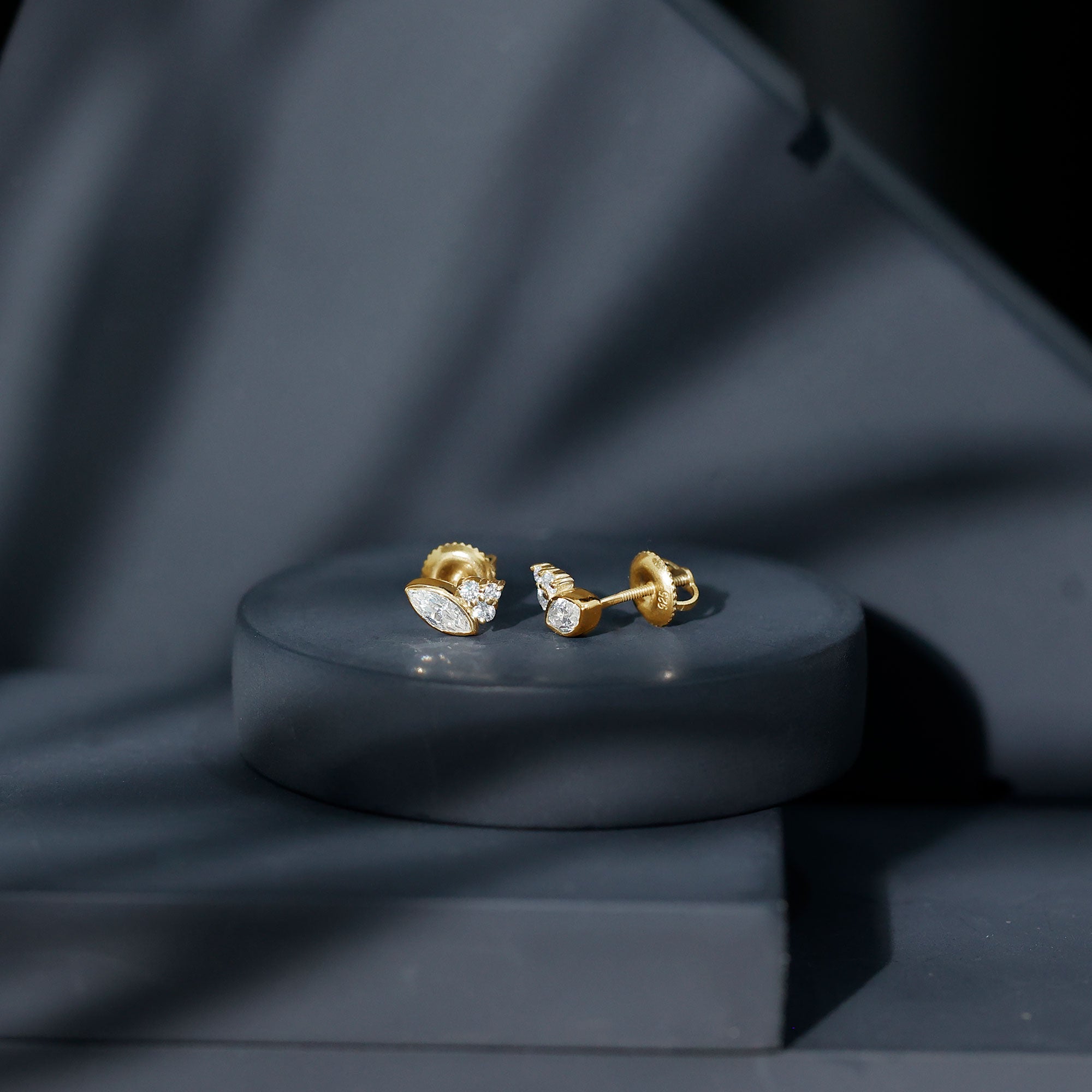 Bezel Set Lab Marquise Diamond Stud Earrings Lab - ( EF-VS ) - Rosec Jewels