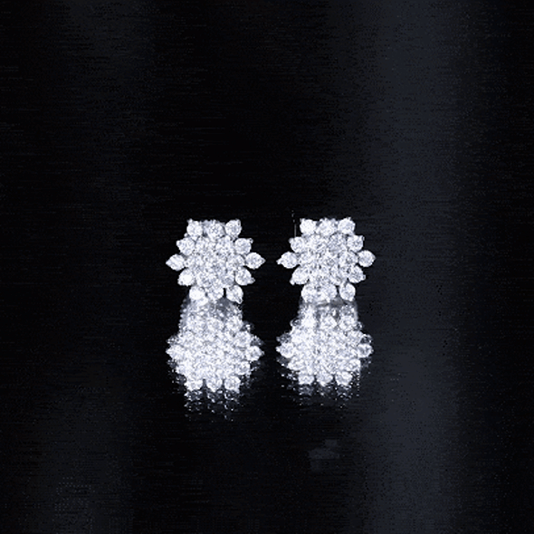 Certified Lab Grown Diamond Flower Statement Earrings Lab - ( EF-VS ) - Rosec Jewels