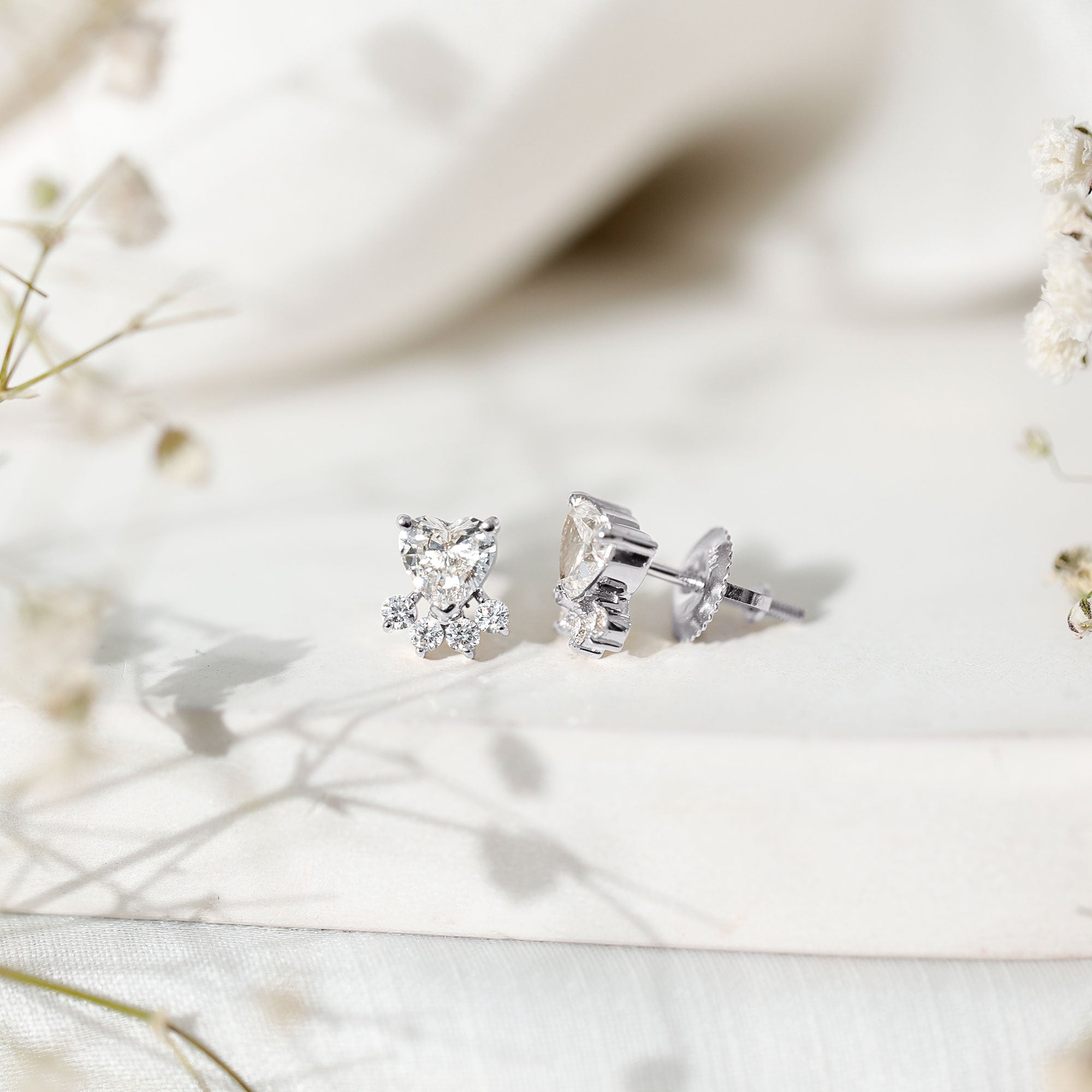 Certified Lab Grown Diamond Dog Paw Stud Earrings Lab - ( EF-VS ) - Rosec Jewels