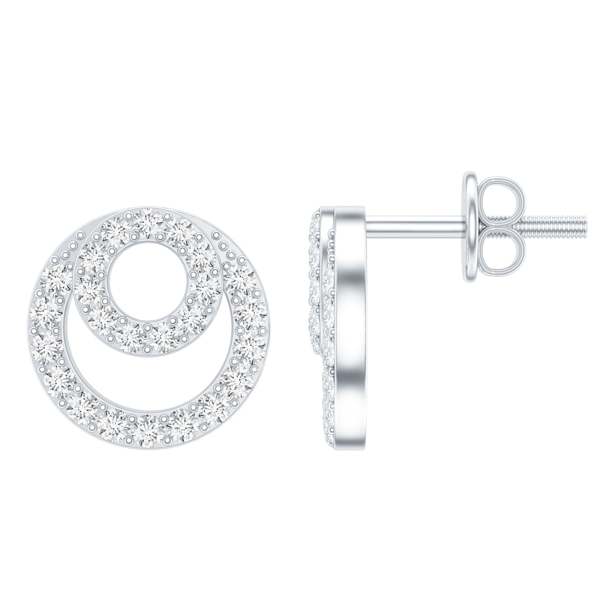 Lab Grown Diamond Double Circle Stud Earrings