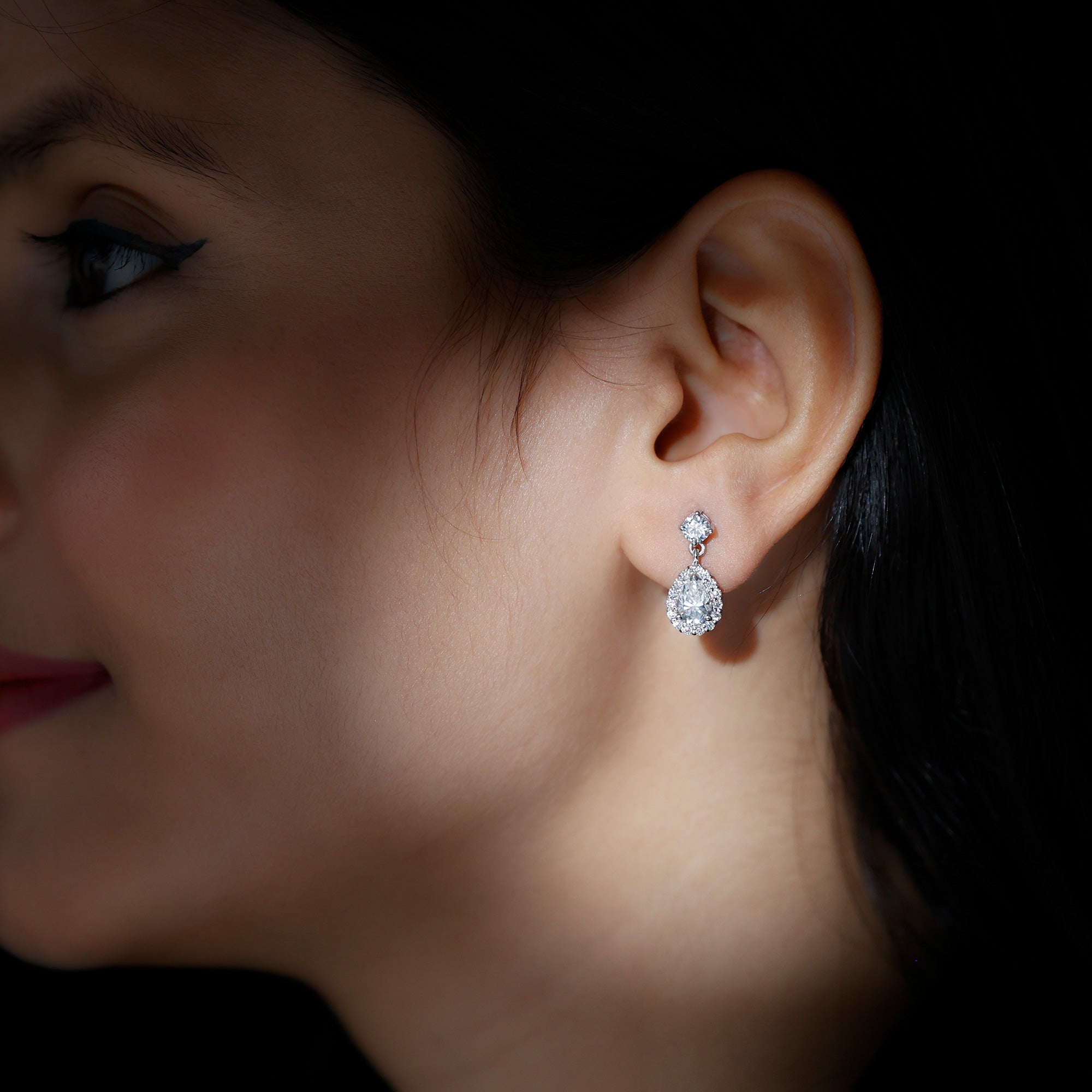 Lab 5X7MM Pear Shaped Diamond Bridal Drop Earrings Lab - ( EF-VS ) - Rosec Jewels