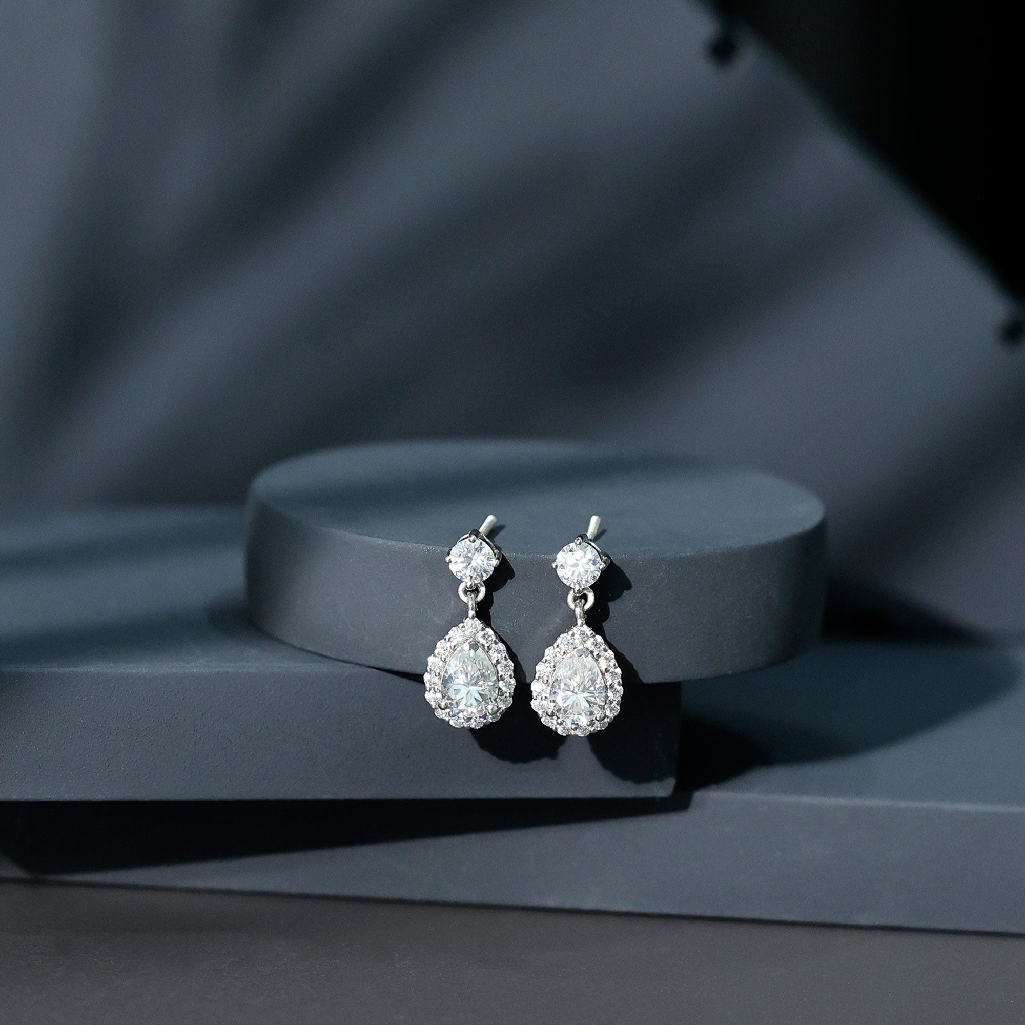 Lab 5X7MM Pear Shaped Diamond Bridal Drop Earrings Lab - ( EF-VS ) - Rosec Jewels