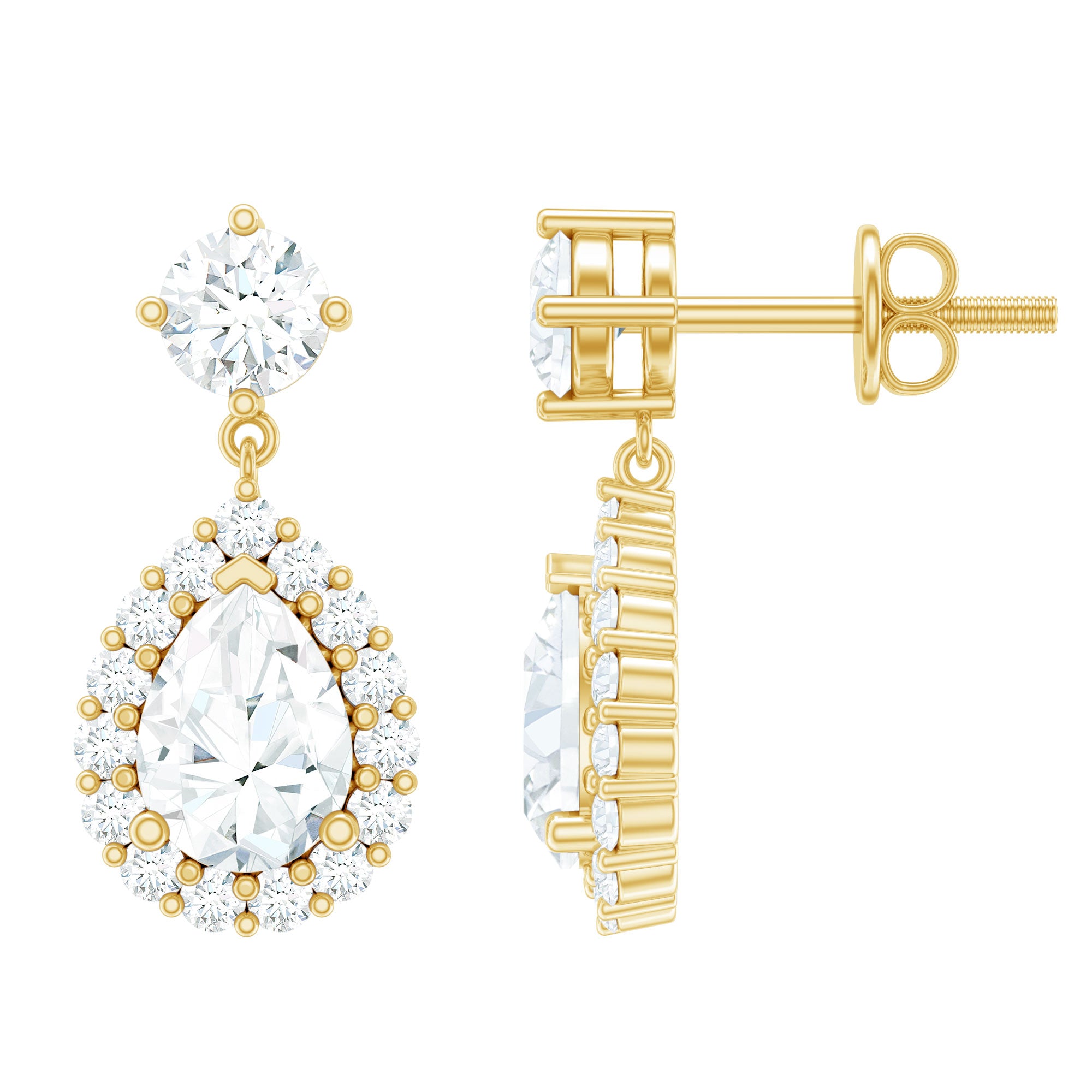 Lab 5X7MM Pear Shaped Diamond Bridal Drop Earrings Lab - ( EF-VS ) - Rosec Jewels