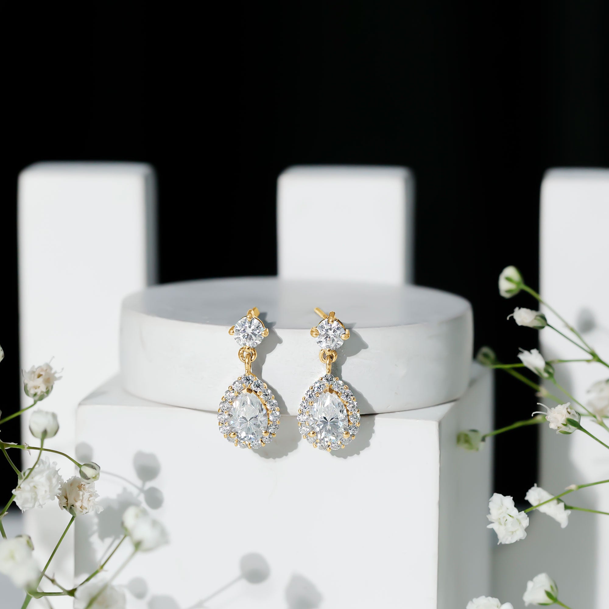 Lab 1.3 Carat Pear Shaped Diamond Bridal Drop Earrings Lab - ( EF-VS ) - Rosec Jewels