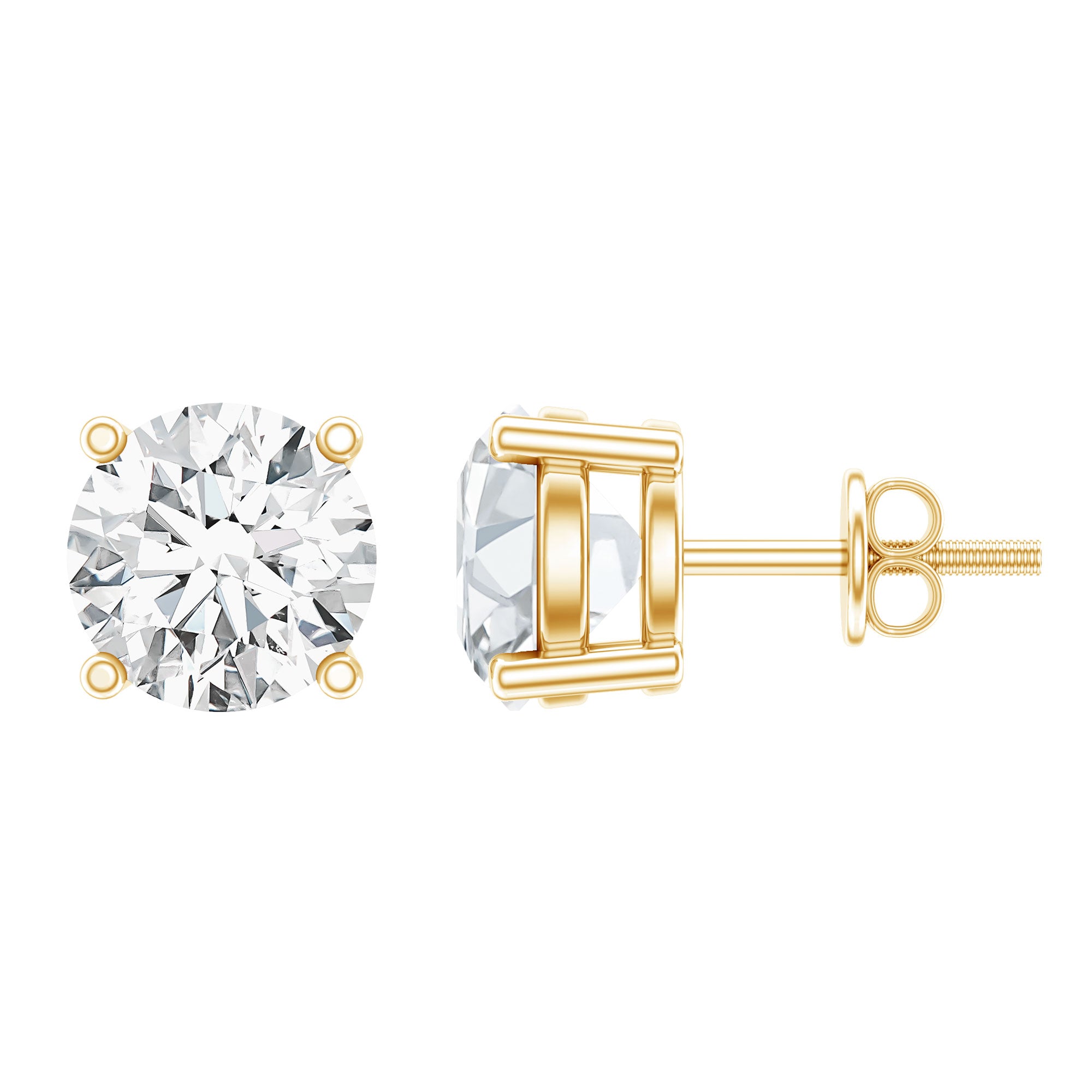 Rosec Jewels-IGI Certified 2 Carat Round Lab Grown Diamond Stud Earrings with Screw Backs