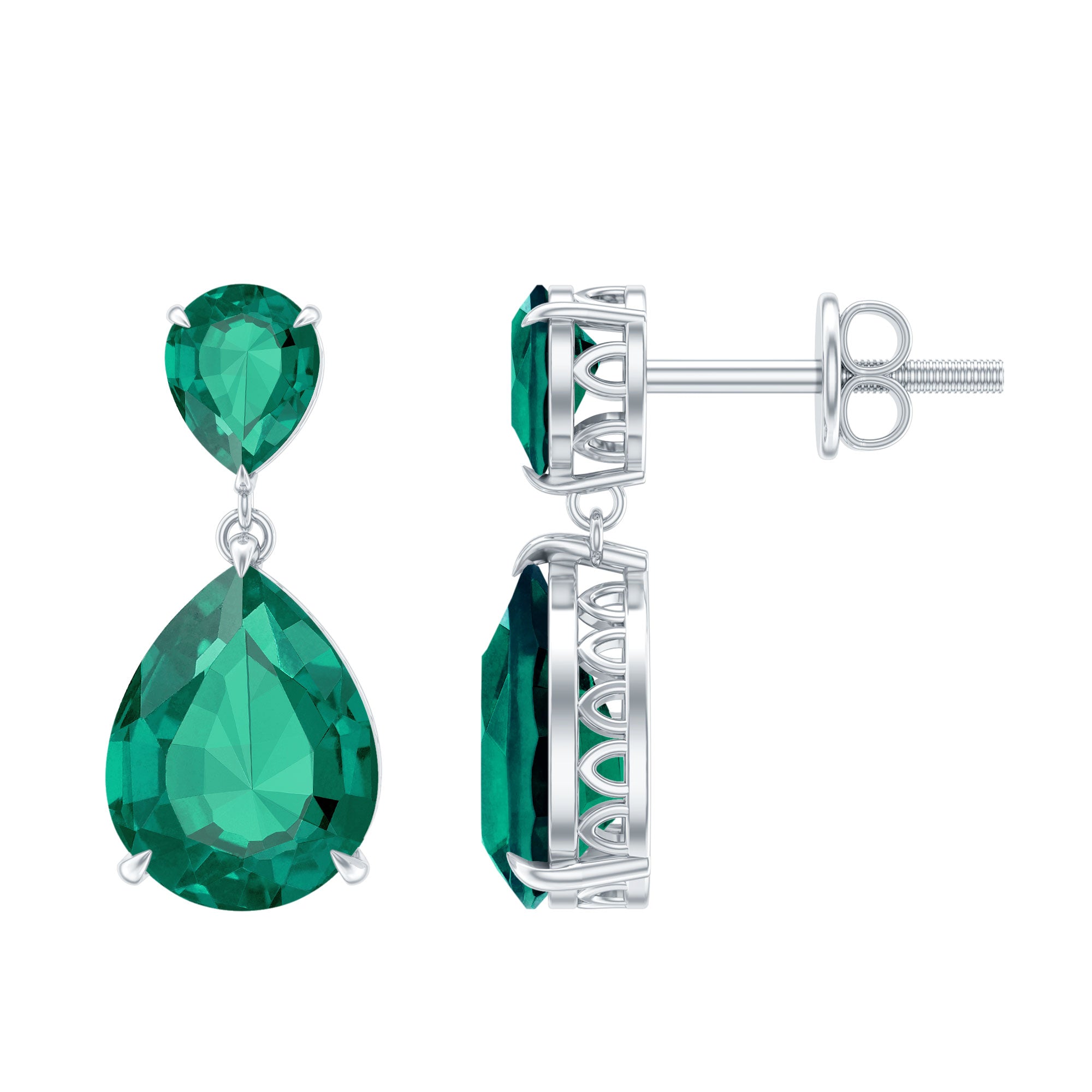 Lab Grown Emerald Teardrop Statement Earrings With Certificate