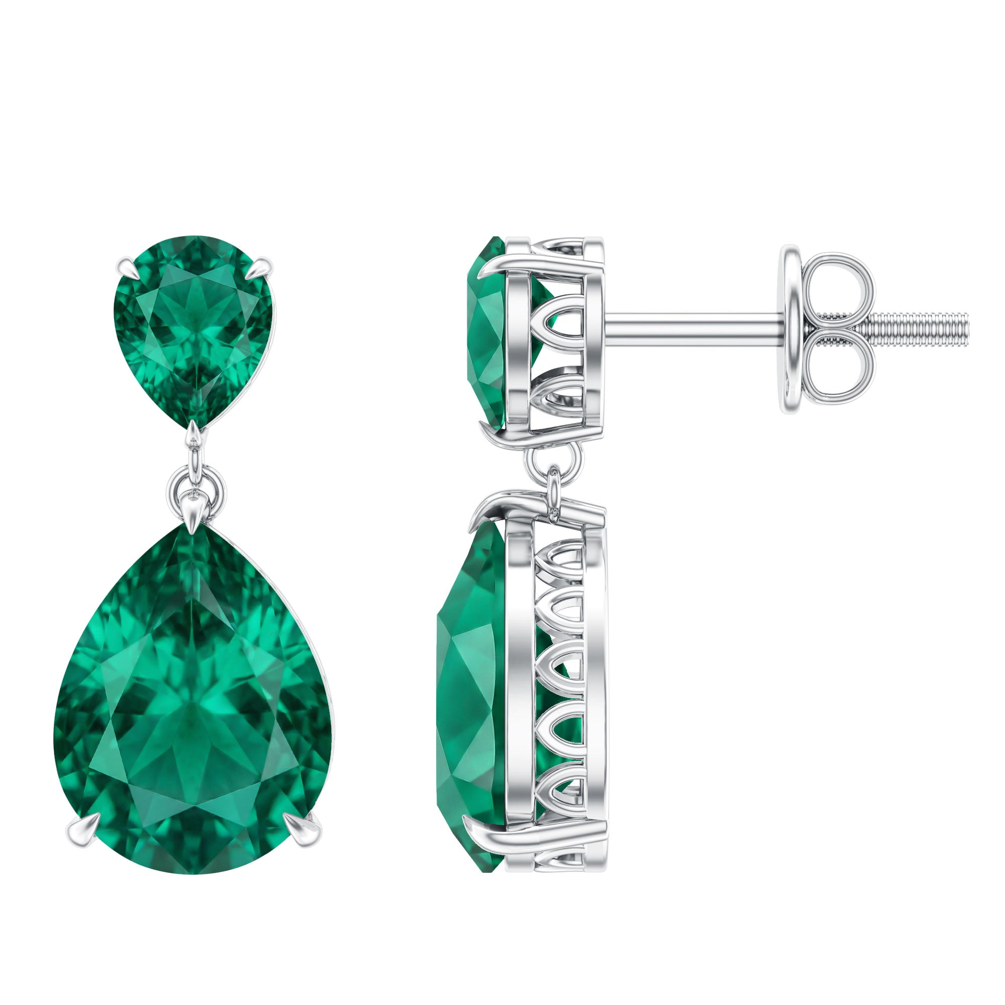 Lab Grown Emerald Teardrop Statement Earrings With Certificate