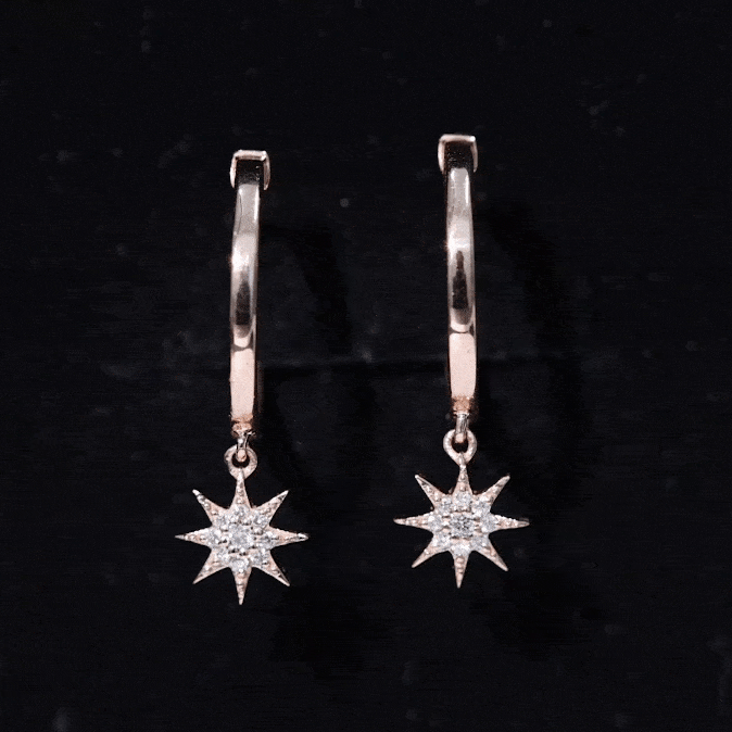 Rosec Jewels-Diamond Celestial Hoop Drop Earrings with Milgrain Details