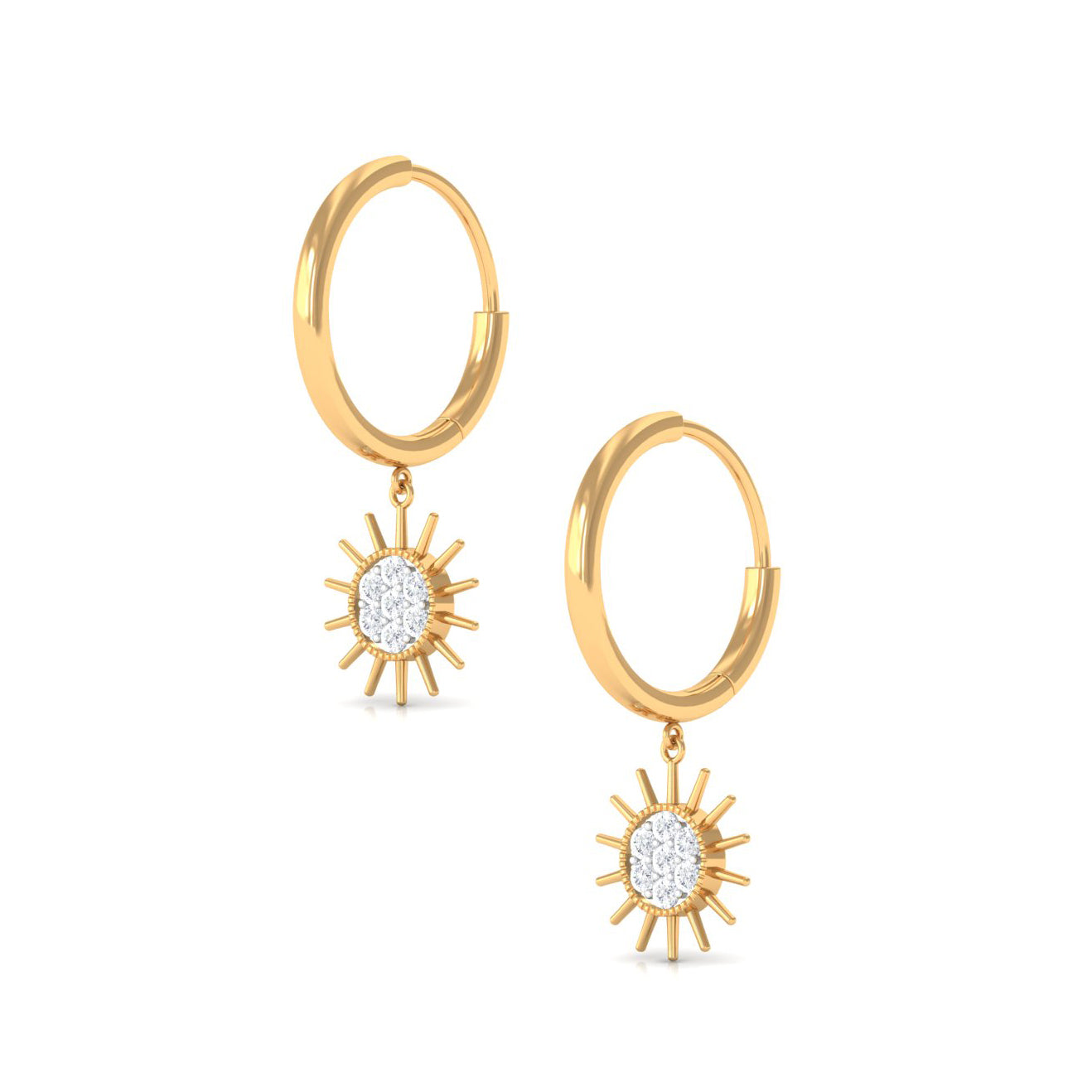 Rosec Jewels-1/2 CT Sunburst Dangle Earrings with Diamond Cluster