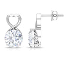 2 CT Round Shape Solitaire Moissanite Heart Stud Earrings Moissanite - ( D-VS1 ) - Color and Clarity - Rosec Jewels