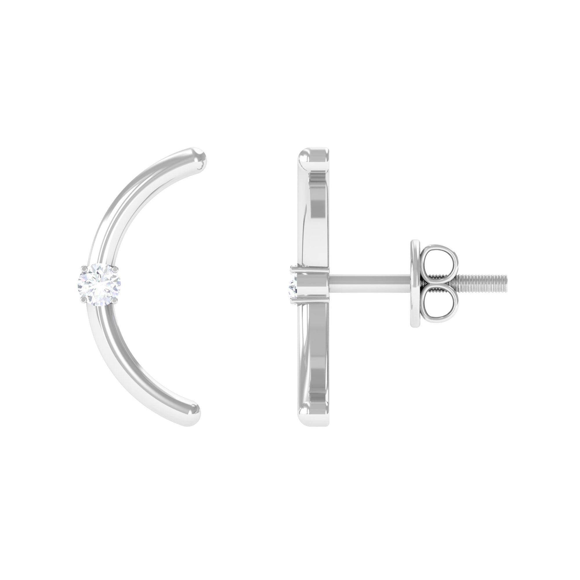 Certified Moissanite Curved Stud Earrings D-VS1 - Rosec Jewels