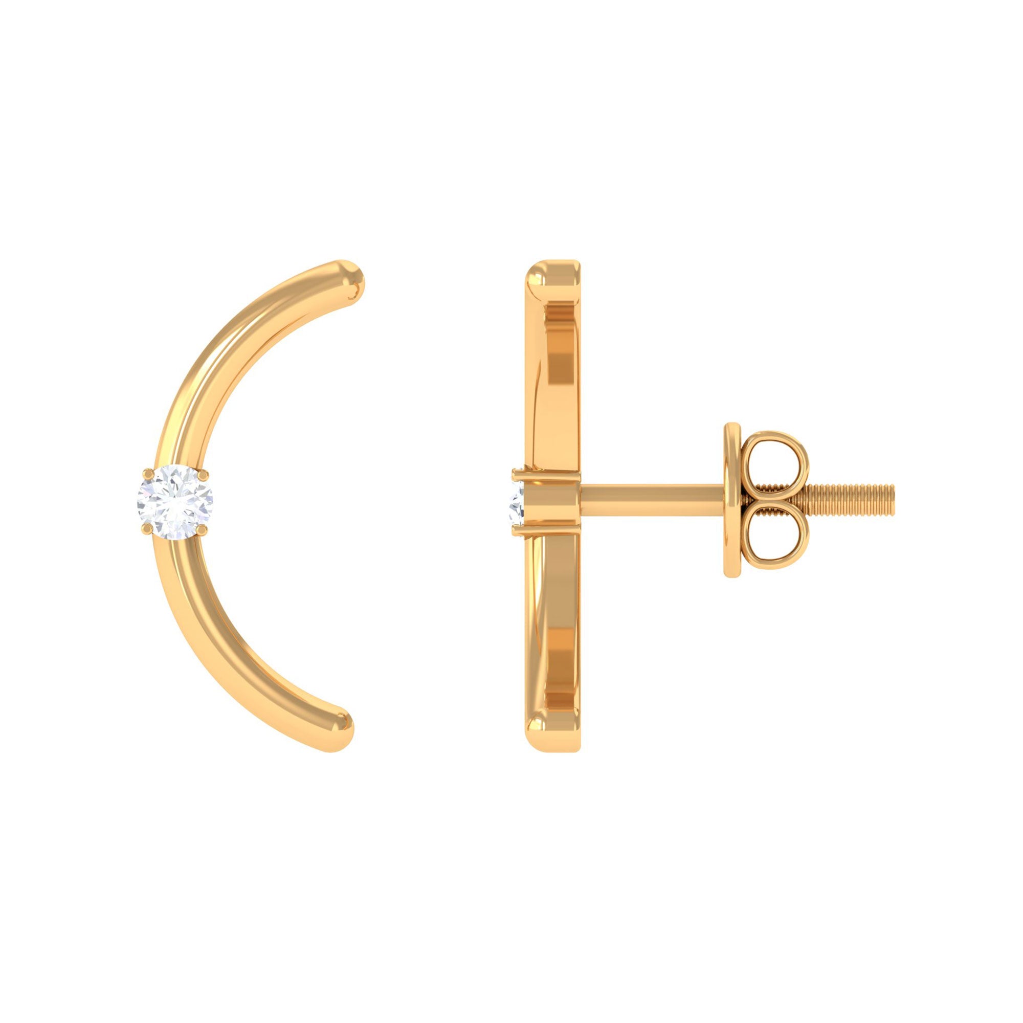 Certified Moissanite Curved Stud Earrings D-VS1 - Rosec Jewels