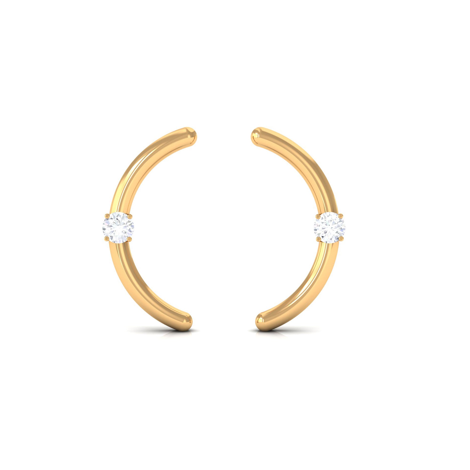 Certified Moissanite Curved Stud Earrings D-VS1 - Rosec Jewels