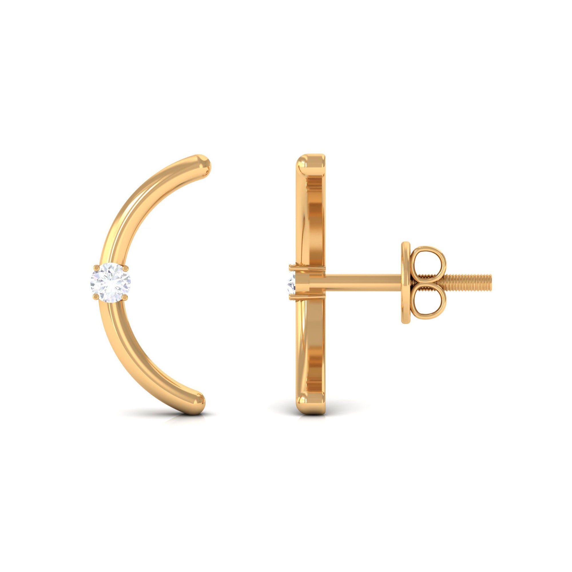 Certified Moissanite Curved Stud Earrings D-VS1 - Rosec Jewels