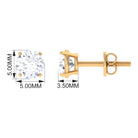 3/4 CT Round Cut Solitaire Zircon Stud Earrings in Gold Zircon - ( AAAA ) - Quality - Rosec Jewels