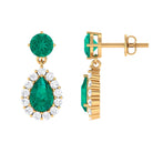 Emerald and Diamond Bridal Teardrop Dangle Earrings Emerald - ( AAA ) - Quality - Rosec Jewels