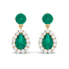 Emerald and Diamond Bridal Teardrop Dangle Earrings Emerald - ( AAA ) - Quality - Rosec Jewels