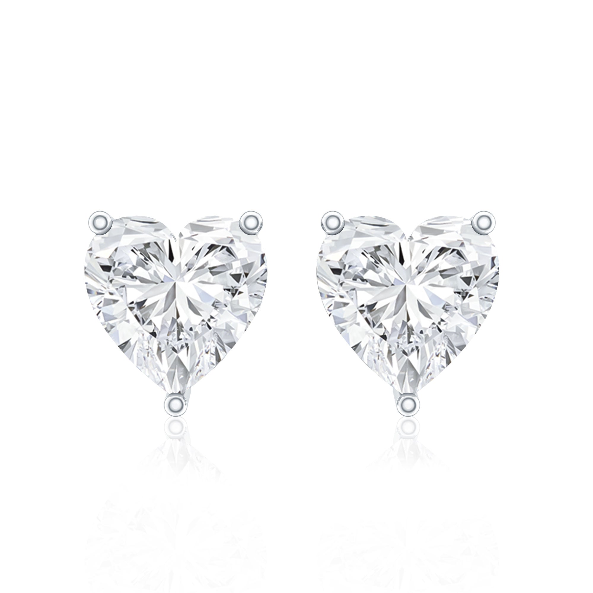 Certified Real Diamond Heart Shaped Earrings with Screw Back Natural - ( HI-SI ) - Rosec Jewels