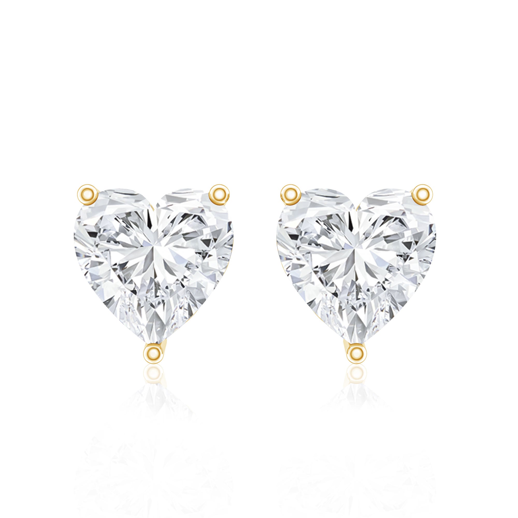 Certified Real Diamond Heart Shaped Earrings with Screw Back Natural - ( HI-SI ) - Rosec Jewels